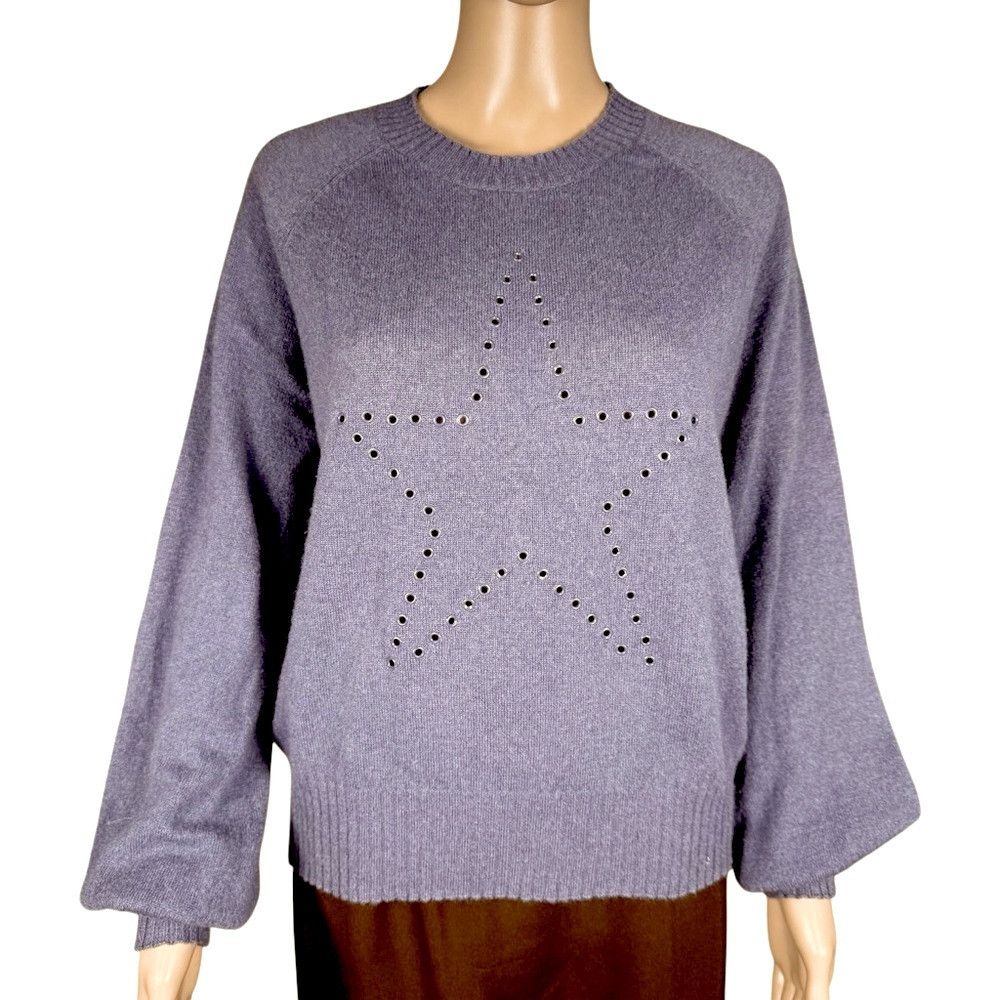 27 Miles 27 Miles Cashmere Puff Sleeve Star Front Grey Blue Sweater Size M / US 6-8 / IT 42-44 - 1 Thumbnail