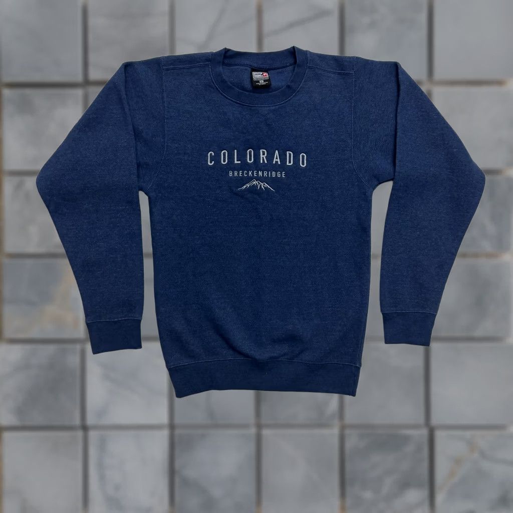 CO Outfitter Trading Co Sweatshirt Mens XS Blue Colorado Breckenridge Crewneck Graphic Print Embroidered Fleece Pullover All Seasons Size US XS / EU 42 / 0 - 1 Thumbnail