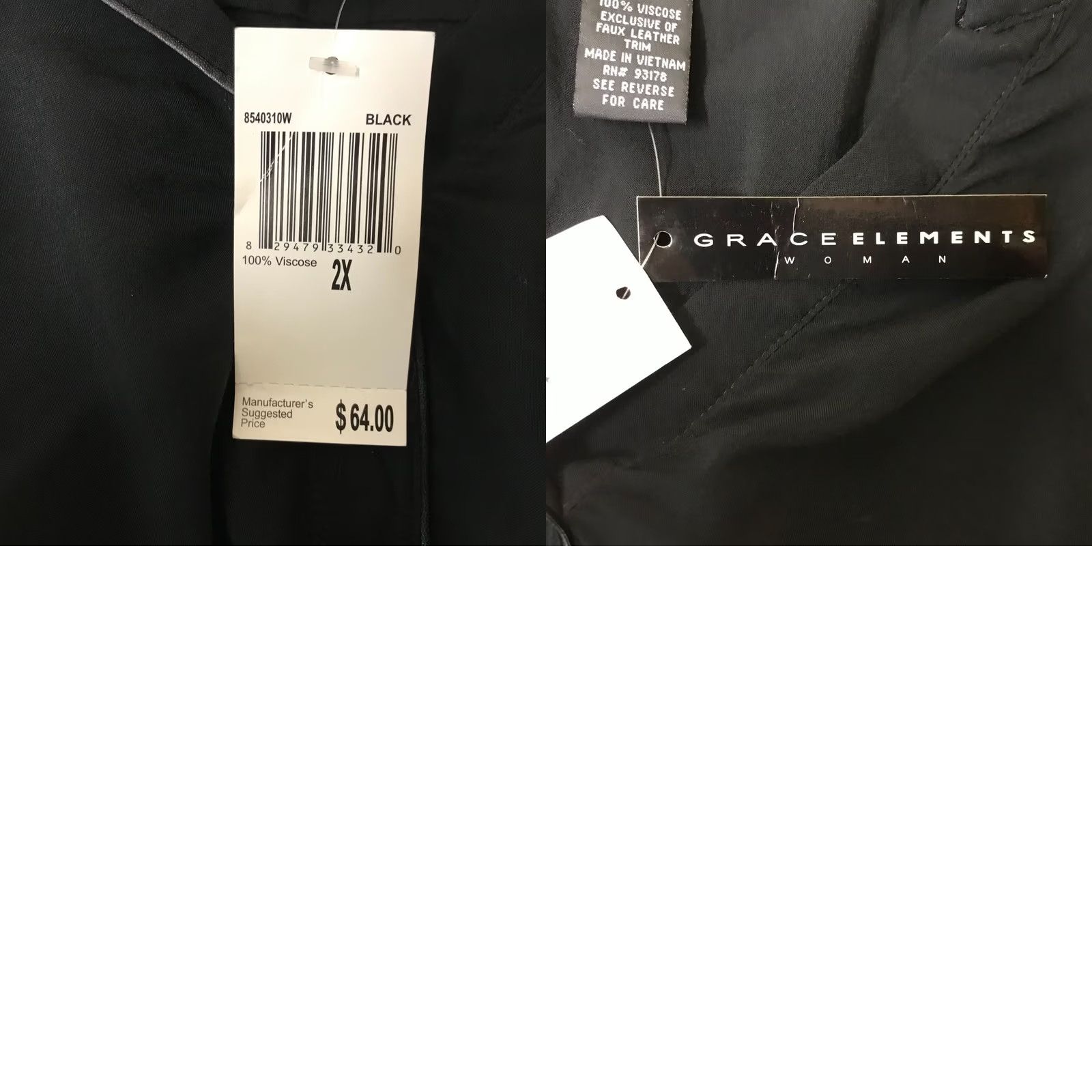 Vintage Grace Elements Women's 2X Black Sheer Long Sleeve Collared Top Shirt Blouse Shirt Size XXL / US 16-18 / IT 52-54 - 8 Thumbnail