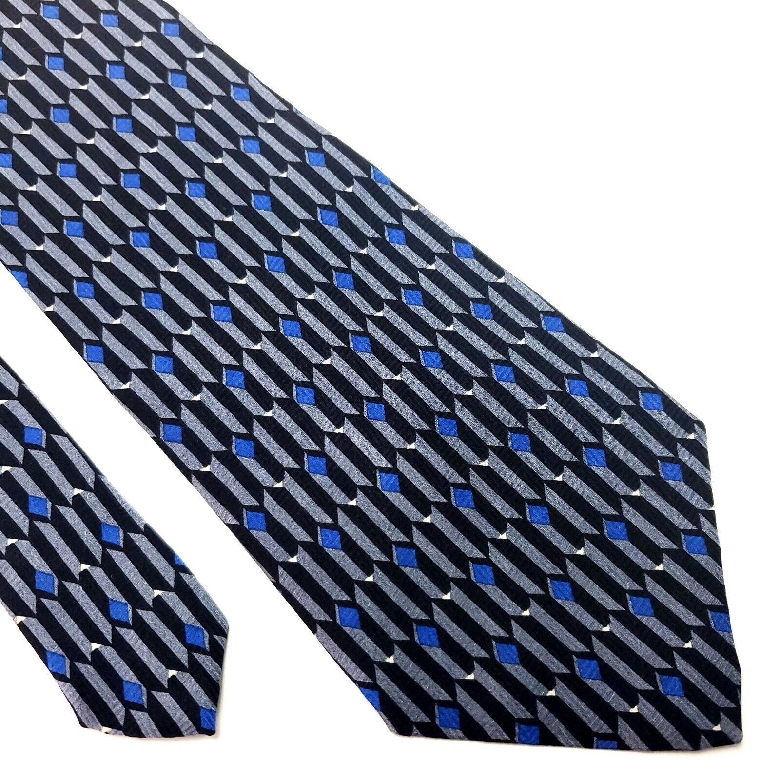 Perry Ellis Perry Ellis Portfolio Silk Tie Print Gray Black Geometric Wi Size ONE SIZE - 1 Thumbnail