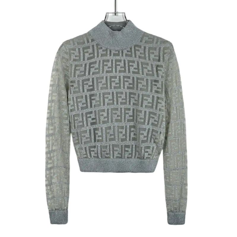 Fendi FENDI Gray Knitted Sweater for Women 0089 Size M / US 6-8 / IT 42-44 - 1 Thumbnail