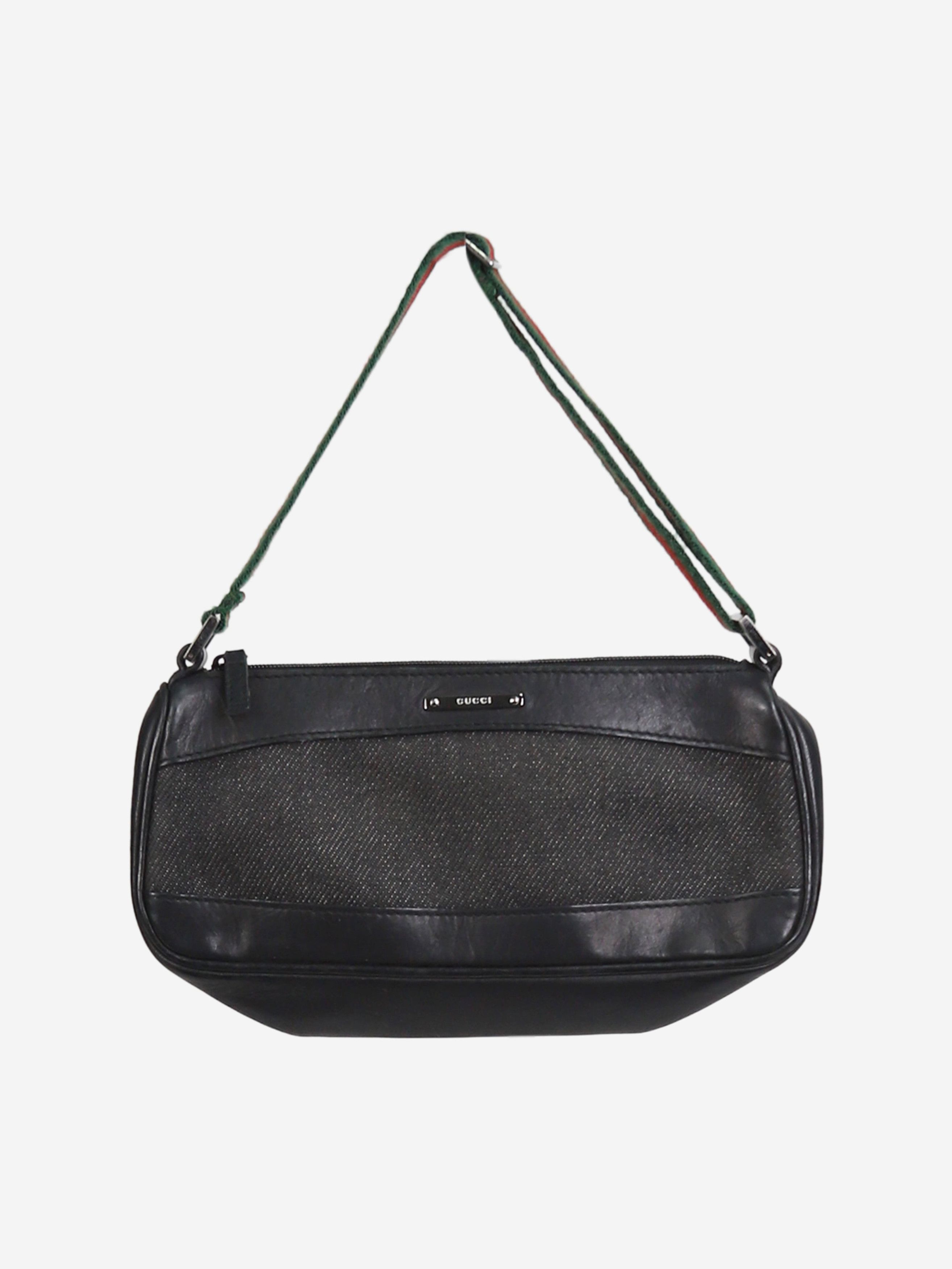 image of Gucci Black Denim Baguette Bag, Women's