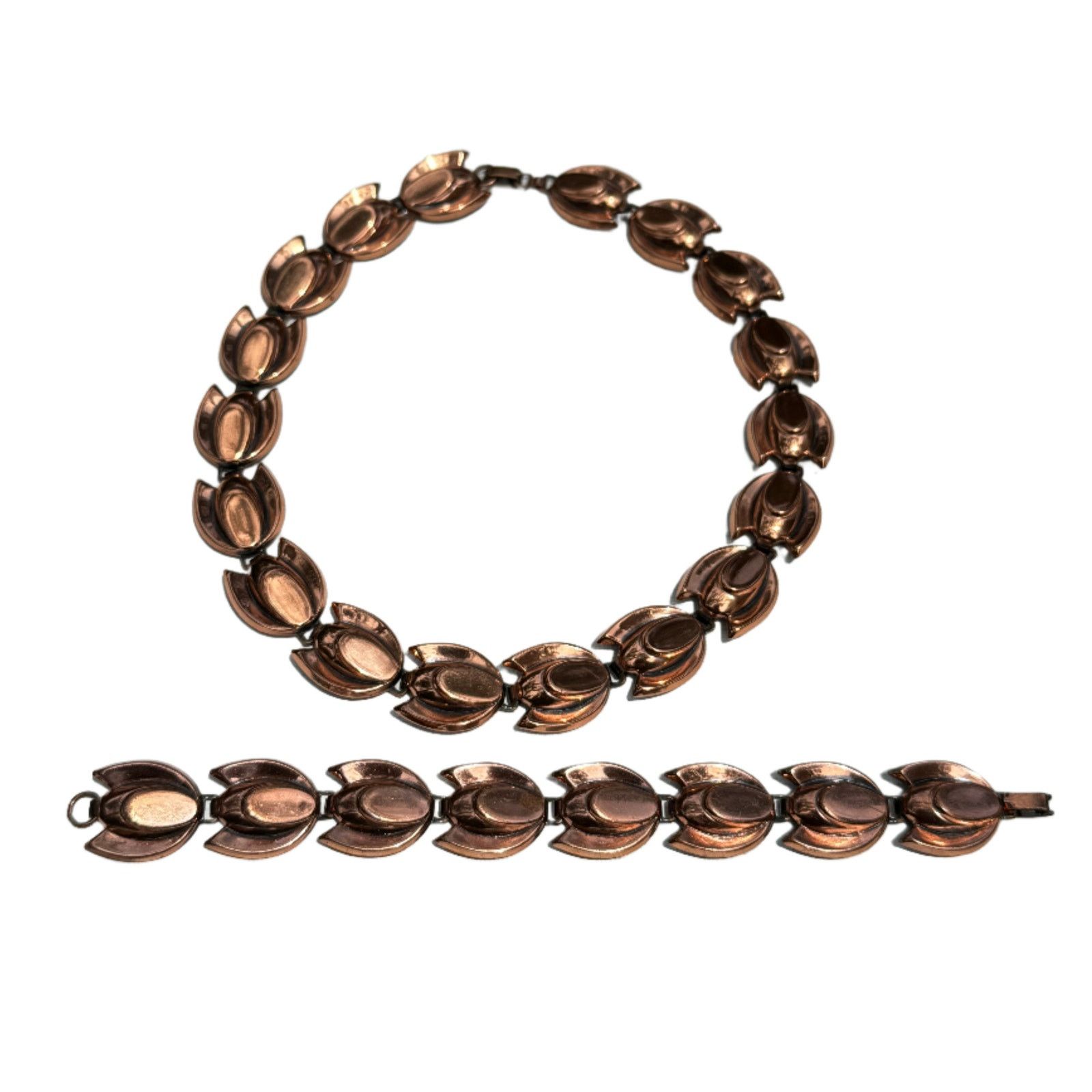 Vintage Vintage Renoir Signed Bracelet Necklace Set - 1950s Size ONE SIZE - 1 Thumbnail