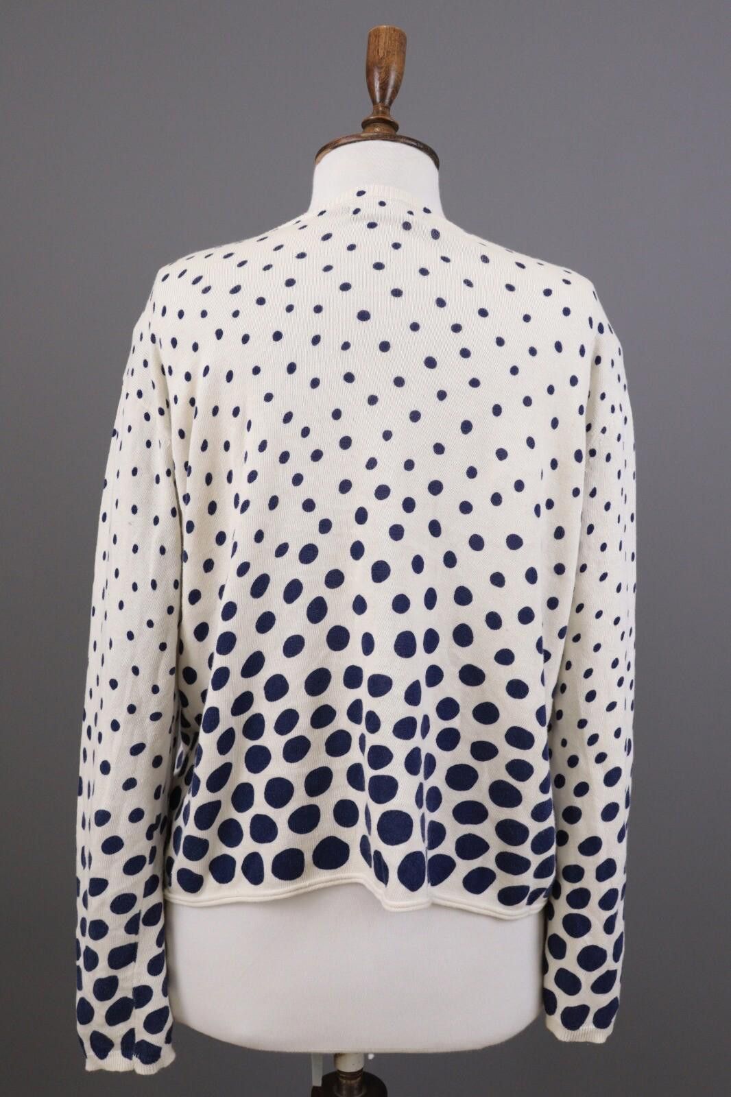 Designer Gudrun Sjoden White Polka Dot Knit Cardigan Sweater Size L Size L / US 10 / IT 46 - 8 Thumbnail