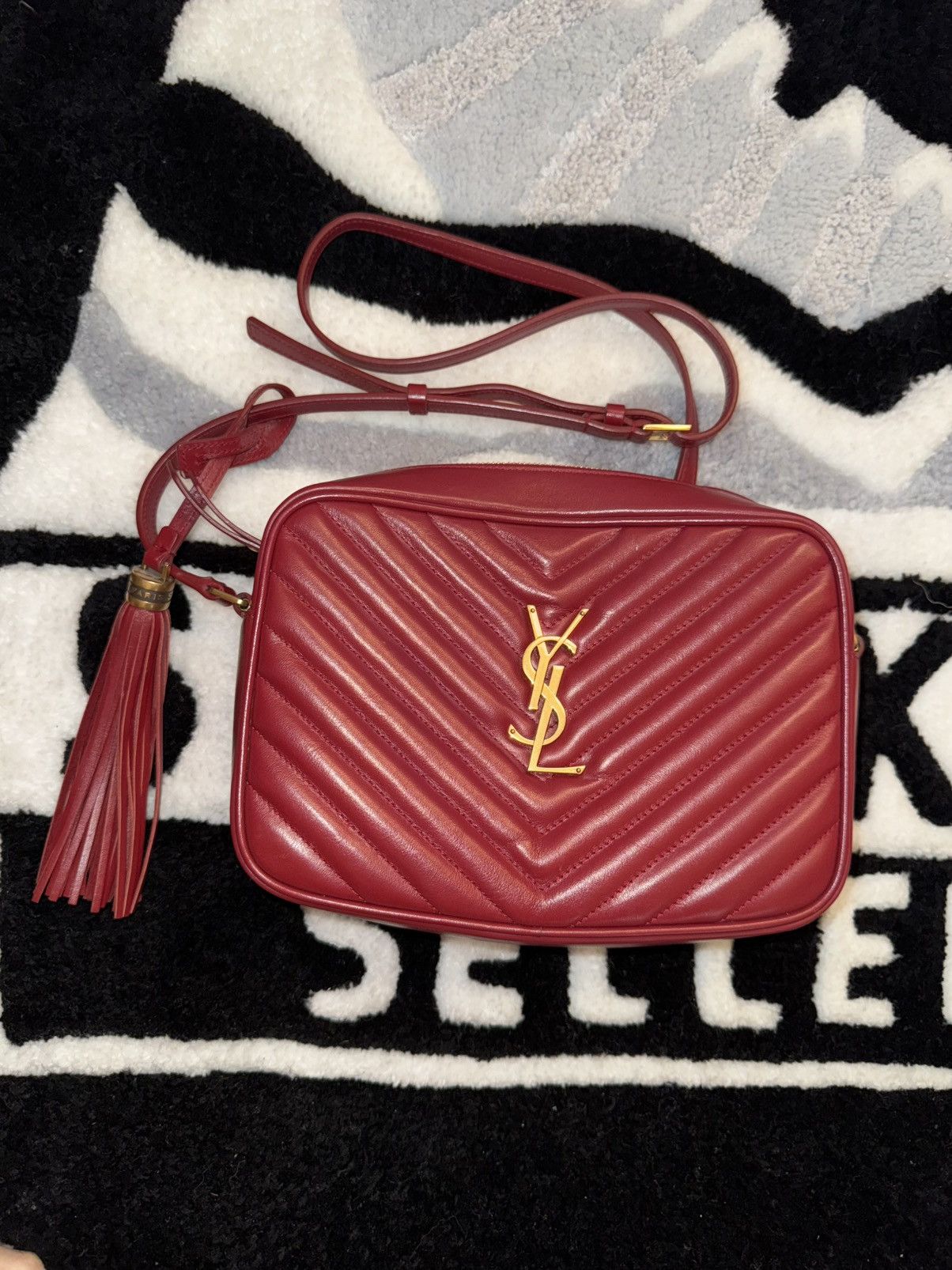 YVES Saint Laurent Crossbody Bag Leather Lou Camera Red, Women's