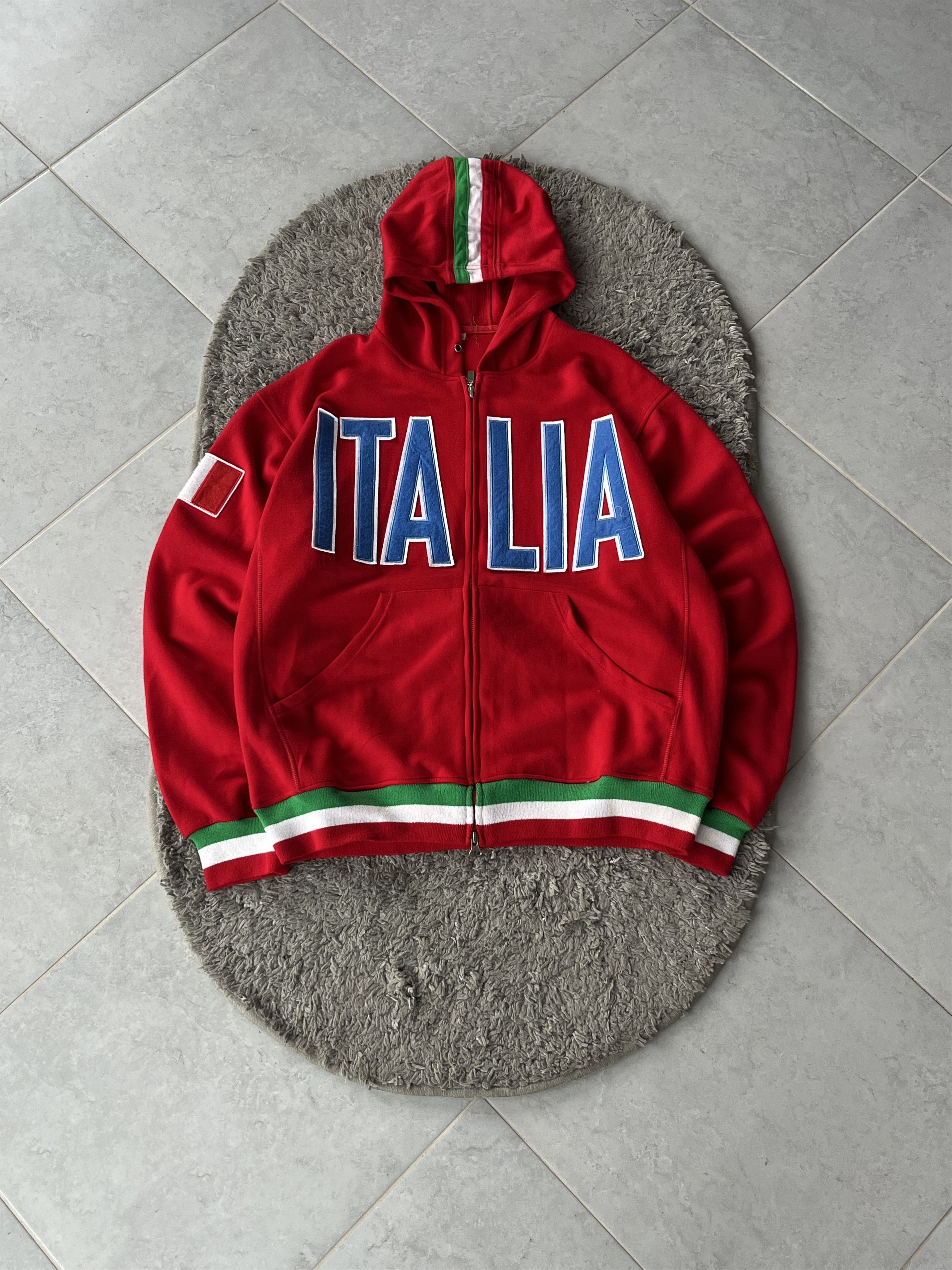 Other ITALIA Full Zip Hoodie Blue Big Logo Flag Details Red Color Size US XXL / EU 58 / 5 - 1 Thumbnail