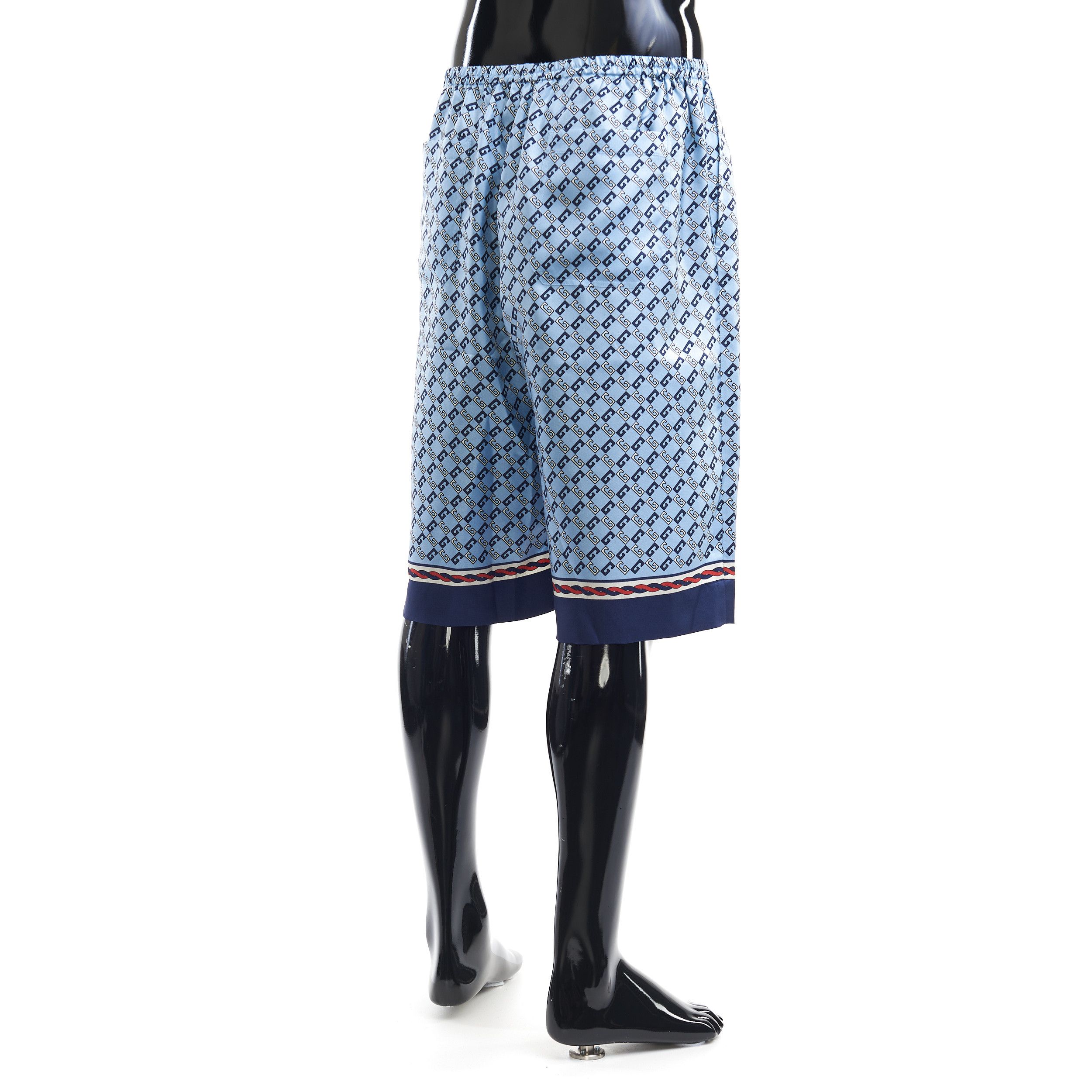 Gucci Silk Shorts In Blue Geometric Square G Print Size US 36 / EU 52 - 6 Thumbnail