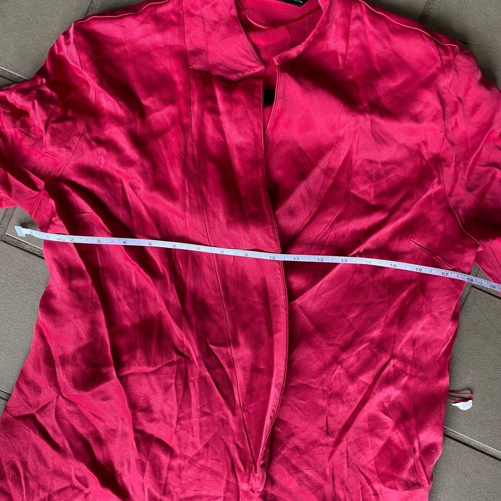 Zara Zara Barbie-Core Pink Blazer Blouse Satin-Feel Shirt, Size L Size L / US 10 / IT 46 - 8 Thumbnail