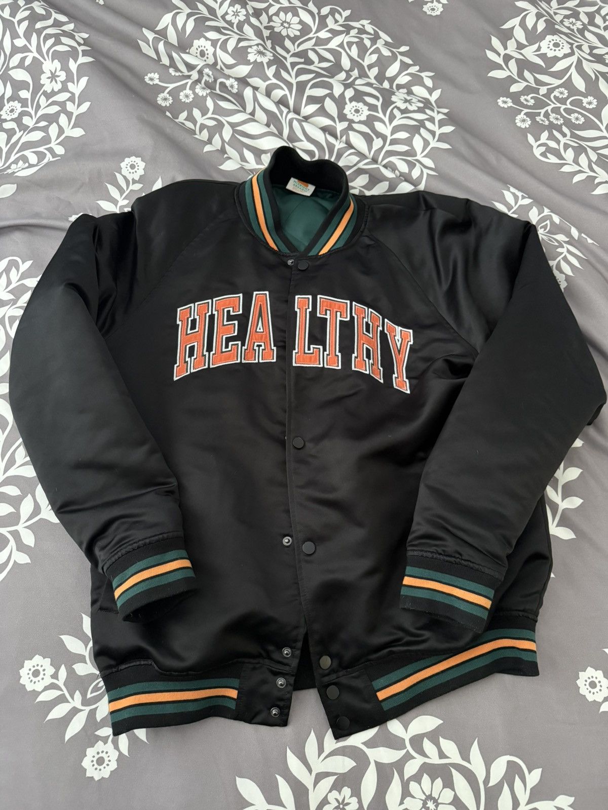 Midnight Organic Midnight Organic Healthy Black Varsity Jacket Size US L / EU 52-54 / 3 - 1 Thumbnail