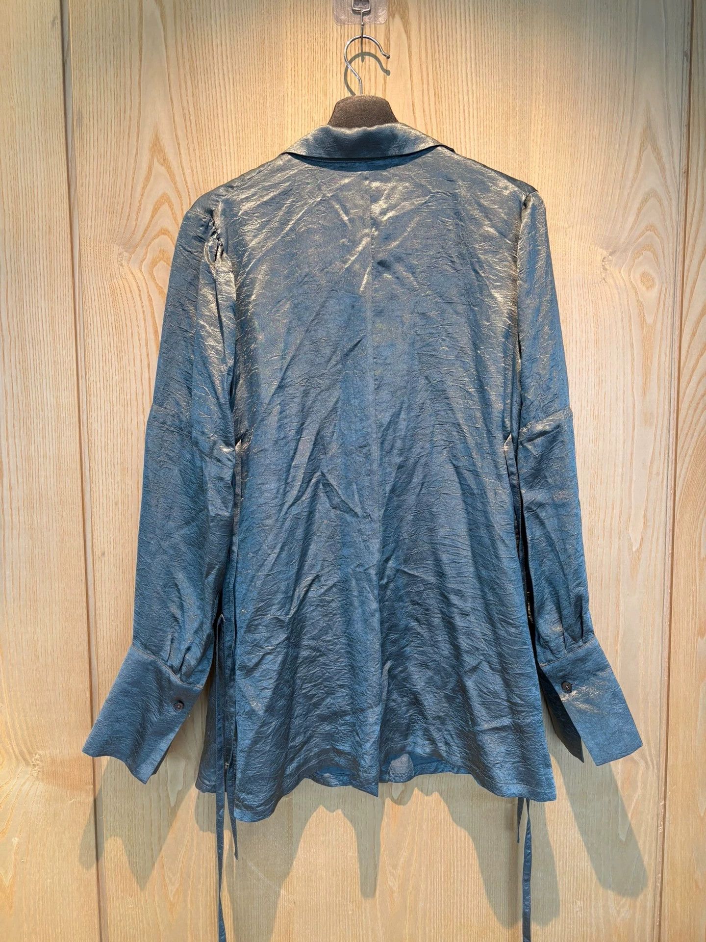Ann Demeulemeester Ann Demeulemeester Gray-Blue Silk LS M Shirt Size XS / US 0-2 / IT 36-38 - 3 Thumbnail