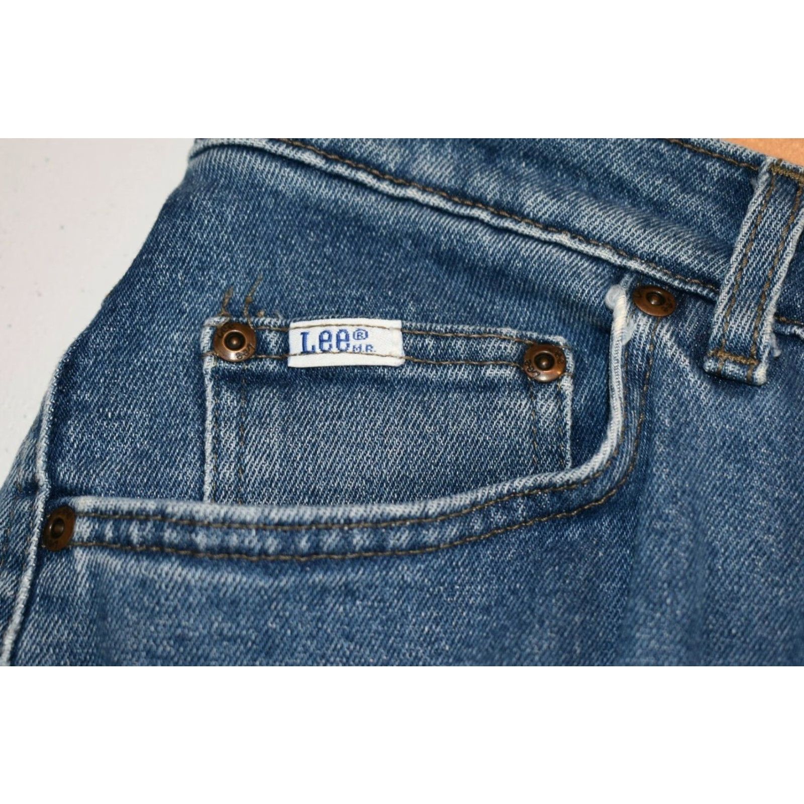 Lee VINTAGE Lee Jeans Womens 12 29x30 High Waisted Tapered Mom Classic Denim Blue 29 30 Mens Womens Size 29" - 5 Thumbnail