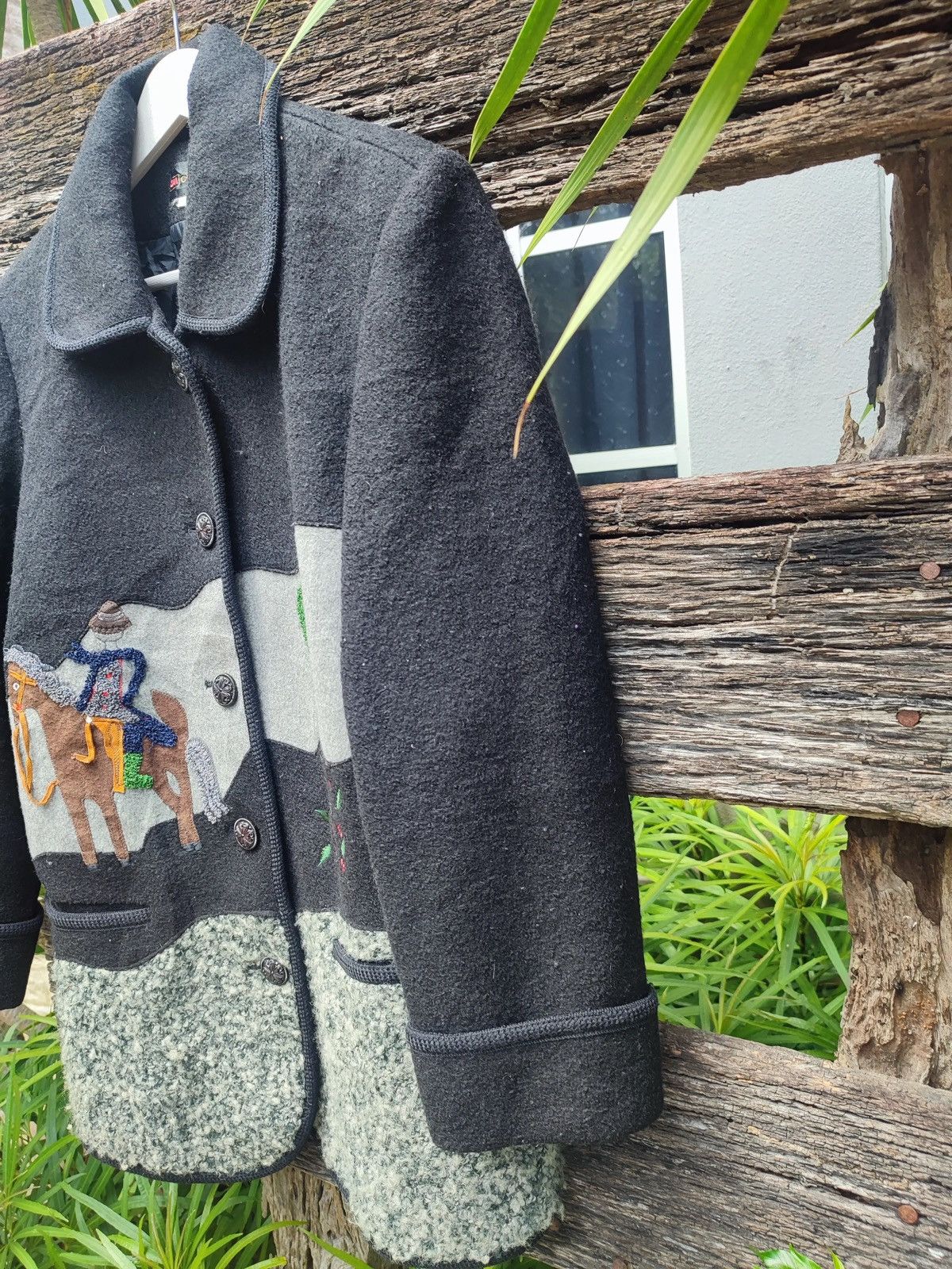 Designer × Vintage Vintage Charming Korea Wool Jacket – Horse Rider Appliqué Size M / US 6-8 / IT 42-44 - 3 Thumbnail