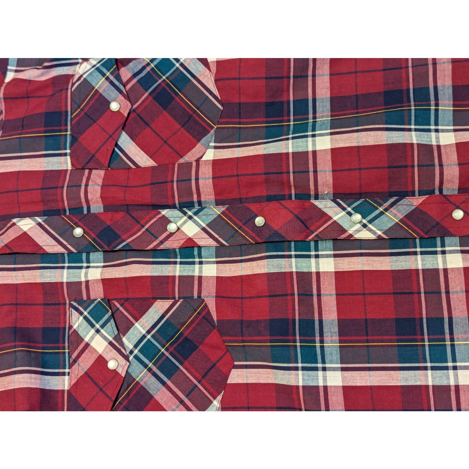 Vintage × Wrangler Vintage Wrangler Pearl Snap Western Shirt Plaid Red Cowboy Size US L / EU 52-54 / 3 - 5 Thumbnail