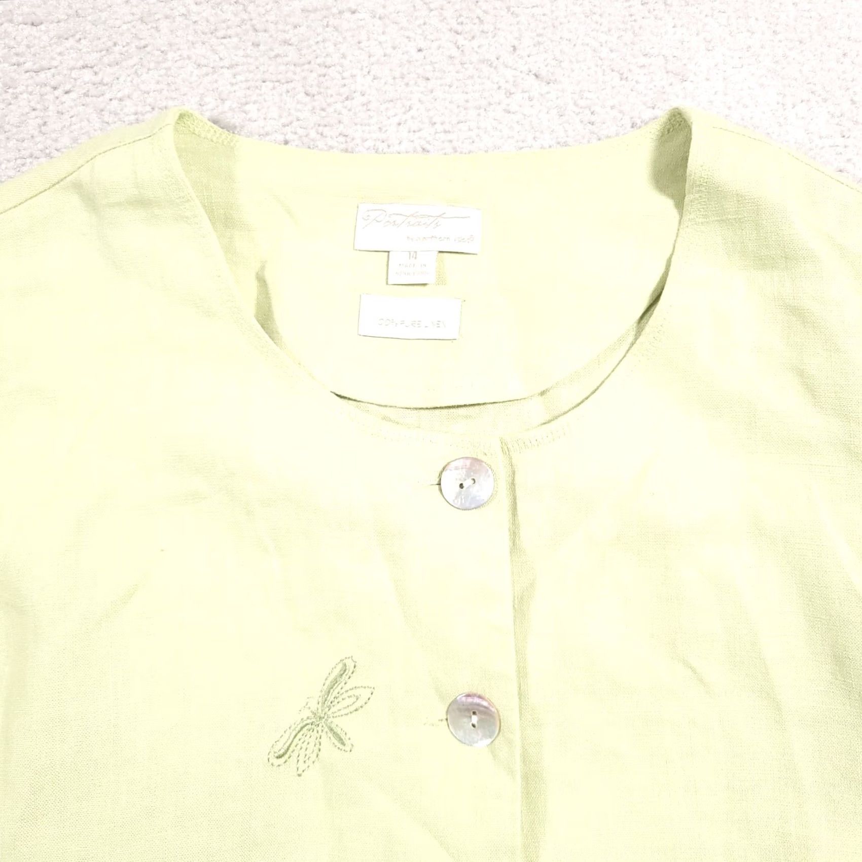 Vintage Vtg Portraits By Southern Isles Linen Button Up Shirt Womens 14 Embroidered Open Size XL / US 12-14 / IT 48-50 - 3 Thumbnail