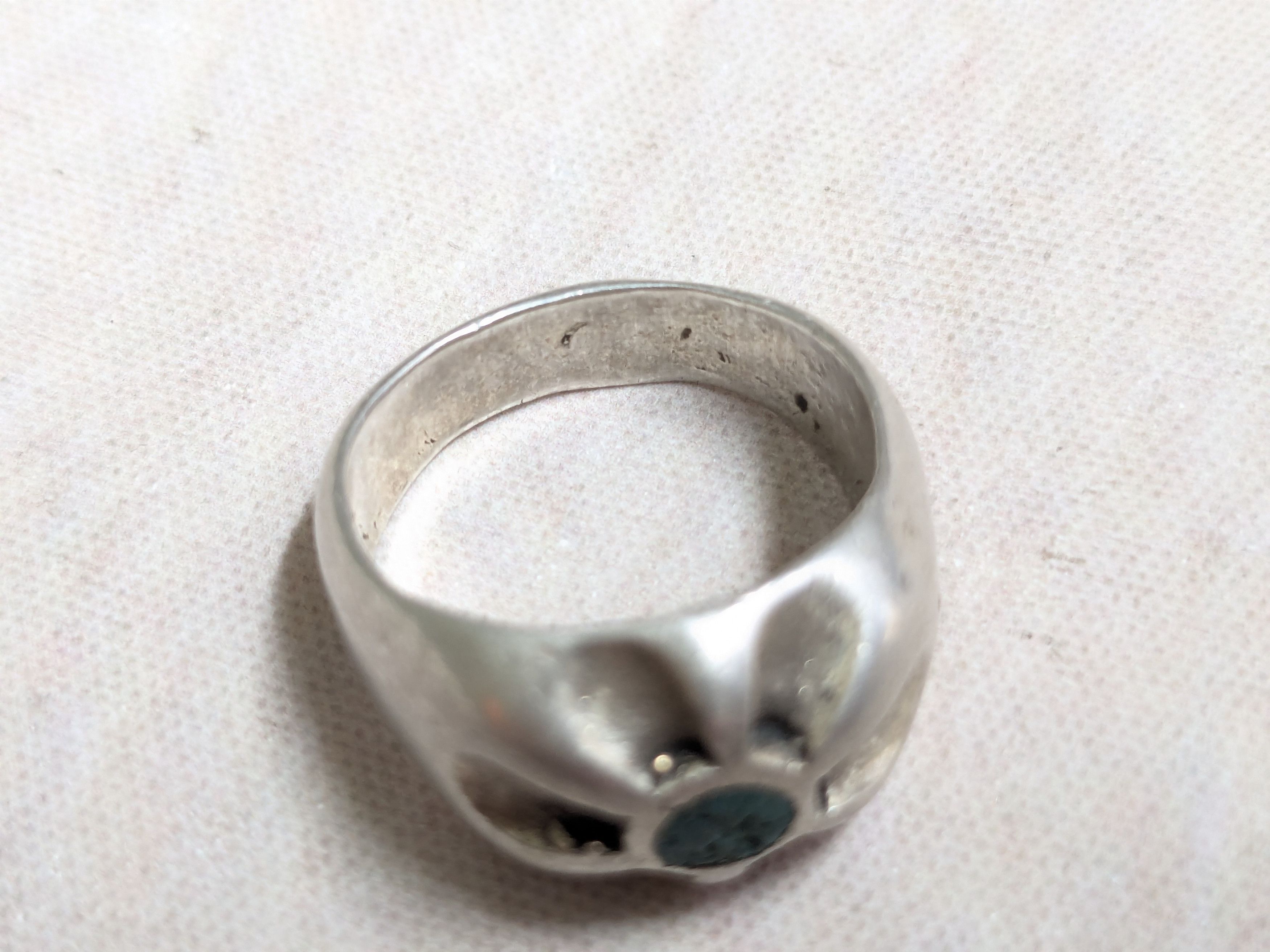 Jewelry × Vintage Vintage Sterling Silver Ring Green Turquoise 8 Native Size ONE SIZE - 6 Thumbnail