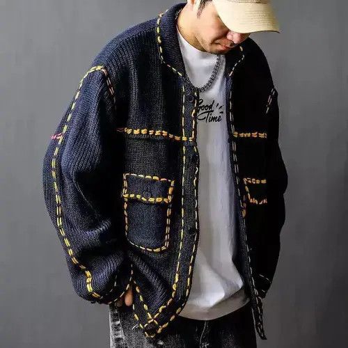 Aran Isles Knitwear Contrast Stitch Knitted Sweater Jacket - Patch Pockets Size US XL / EU 56 / 4 - 4 Thumbnail