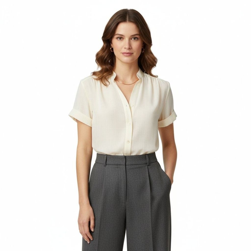 Pierre Balmain PIERRE BALMAIN Butter Cream Yellow Button Down Blouse 12 M Size XL / US 12-14 / IT 48-50 - 2 Thumbnail