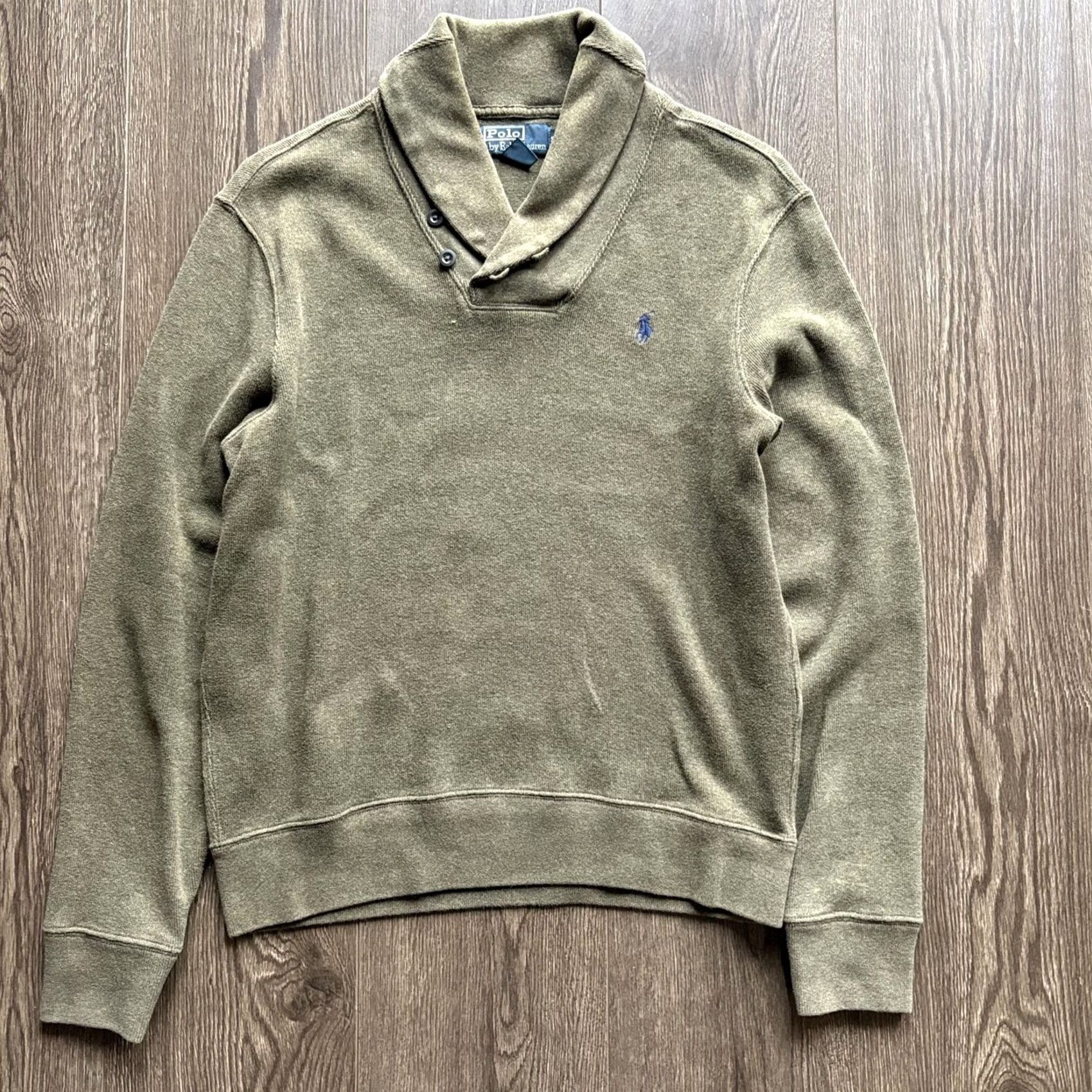 Polo Ralph Lauren Polo by Ralph Lauren Shawl Collar Sweater Mens Small Green Knit Cotton Pullover Size US S / EU 44-46 / 1 - 3 Thumbnail
