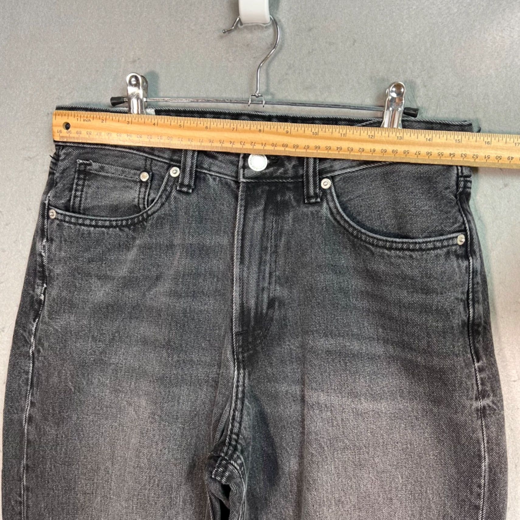 H&M H&M Womens Jeans 29 x 25 Black Denim 5-Pocket High-Waisted Wide-Leg Cotton Blend Denim Shirt? Size 29" - 5 Thumbnail