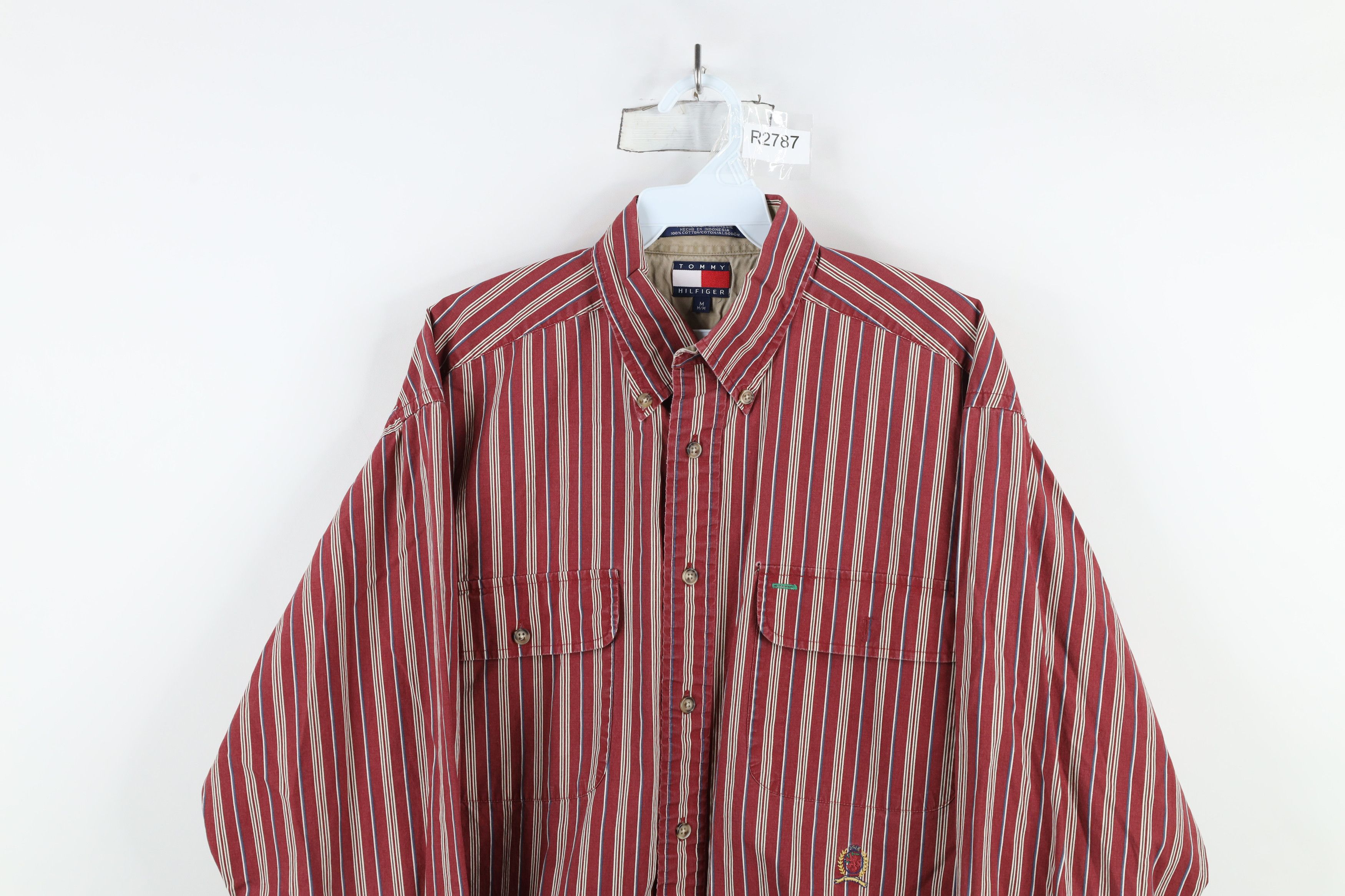 Tommy Hilfiger × Vintage Vintage 90s Tommy Hilfiger Collared Button Down Shirt Size US M / EU 48-50 / 2 - 2 Thumbnail