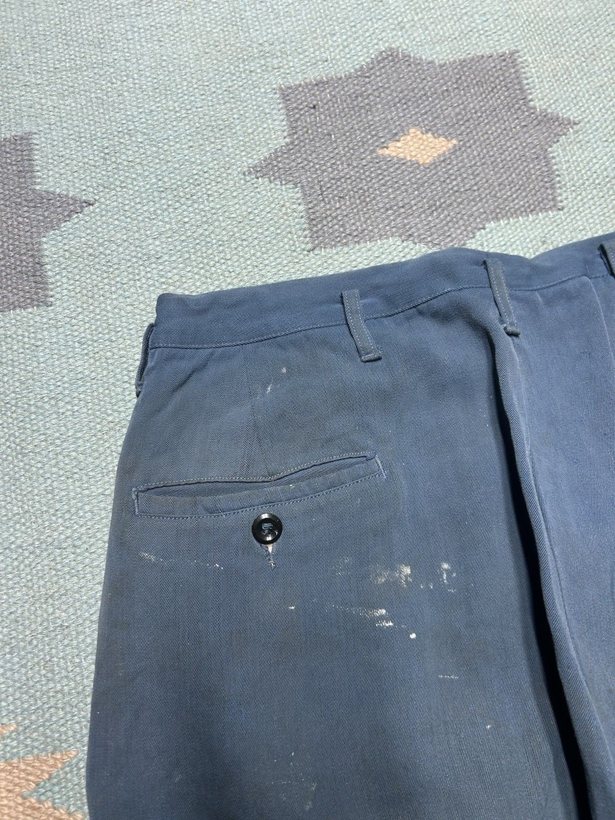 Vintage VTG 40s rayon gabardine slacks pleated paint distress 25x30 Size US 26 / EU 42 - 19 Thumbnail