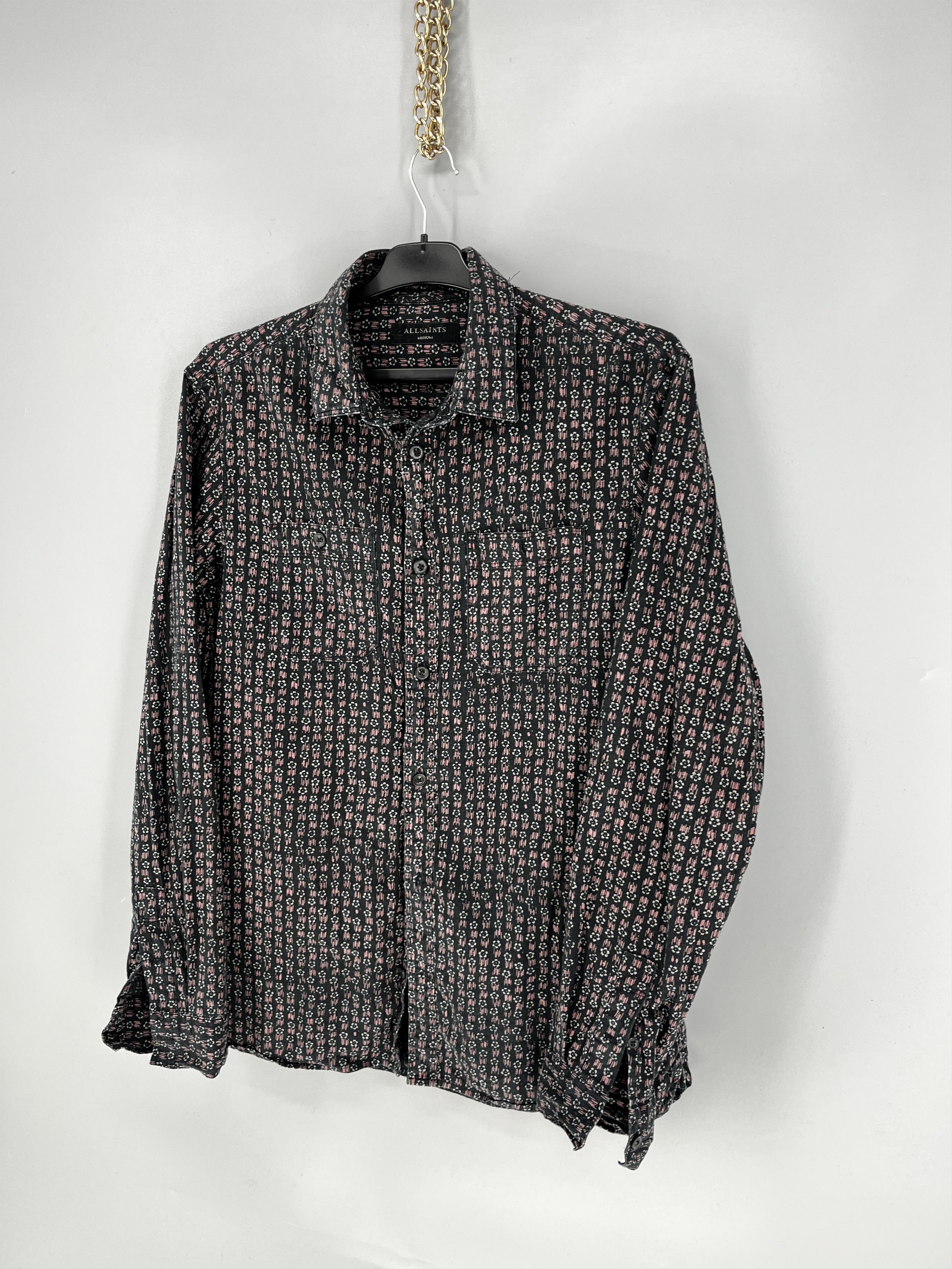 Allsaints AllSaints Gray Button Up Floral Geometric All Over Print Size US M / EU 48-50 / 2 - 3 Thumbnail