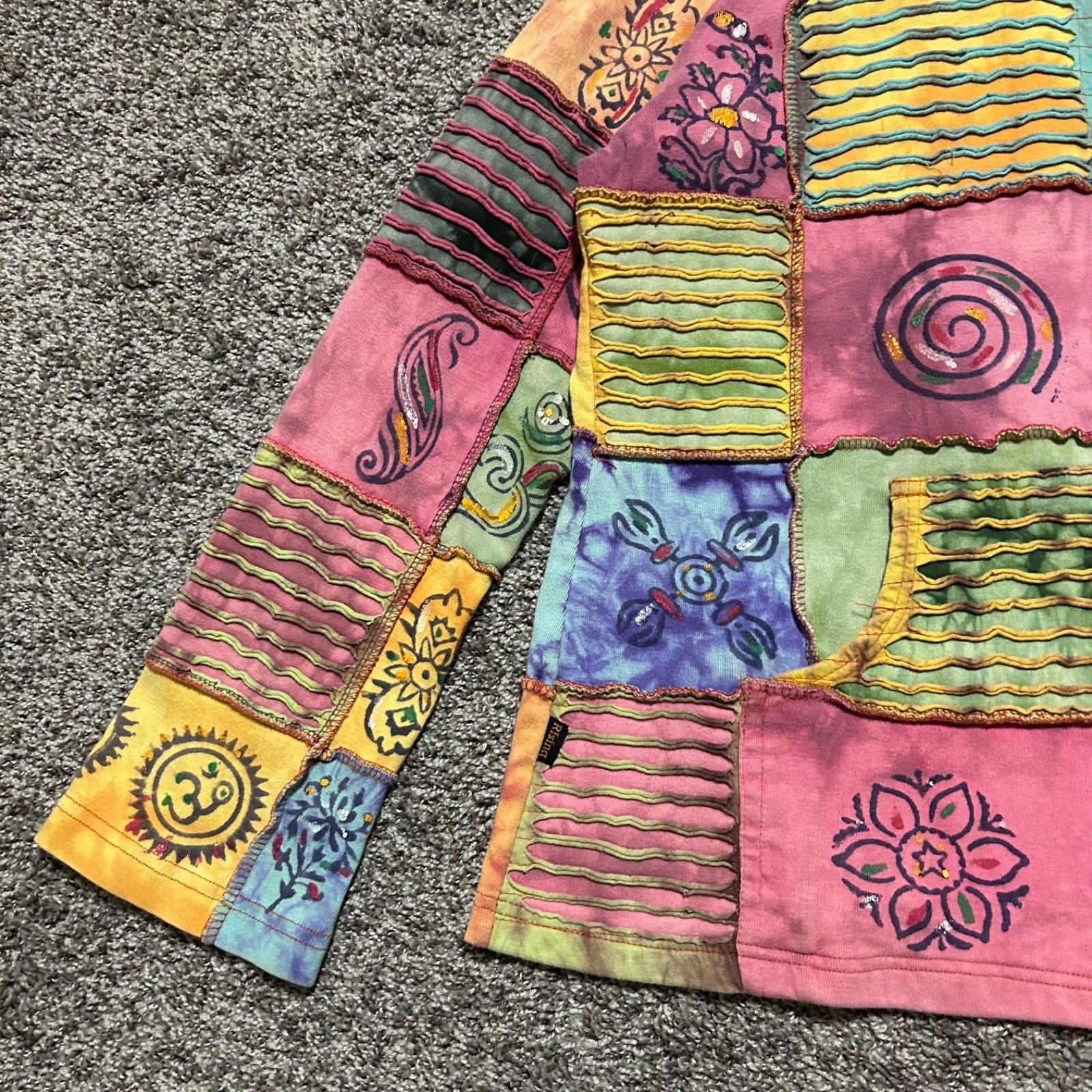 Vintage Vintage Hippie Jacket Patchwork Nepal Boho Full Zip 90s y2k Size XL / US 12-14 / IT 48-50 - 2 Thumbnail