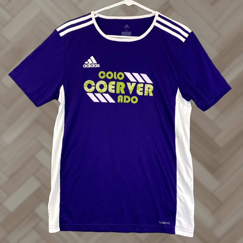 Adidas ADIDAS Shirt Active Wear Top Purple White 53-12 Mens Small S Short Sleeve Round Neck Performance Top 53-12 Men Size US S / EU 44-46 / 1 - 1 Thumbnail