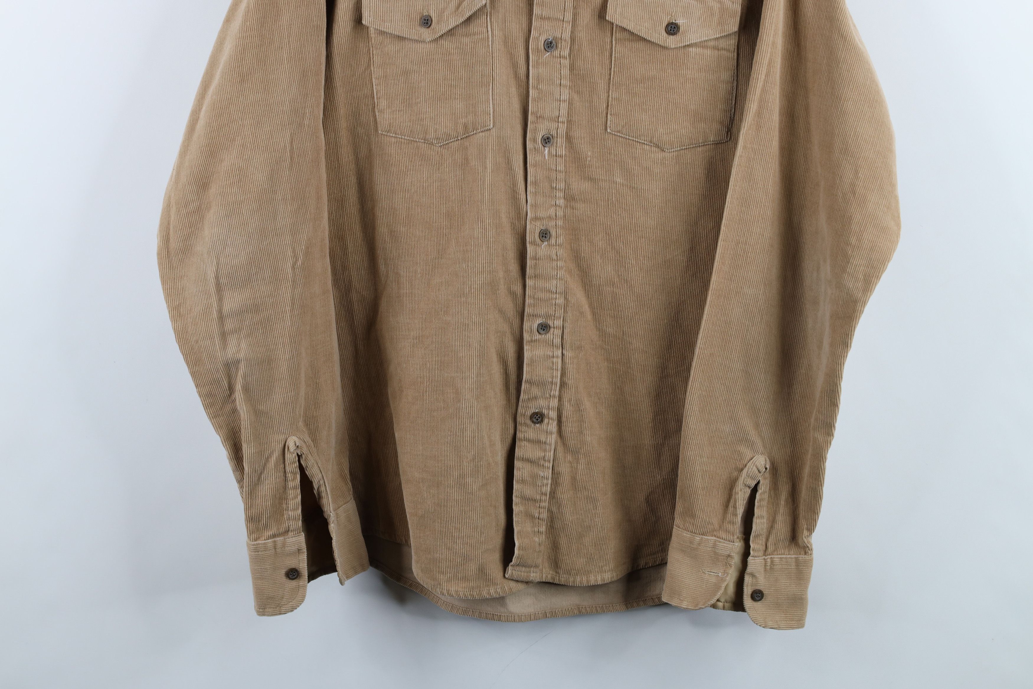 Vintage Vintage 90s Streetwear Corduroy Collared Button Shirt Beige Size US S / EU 44-46 / 1 - 3 Thumbnail