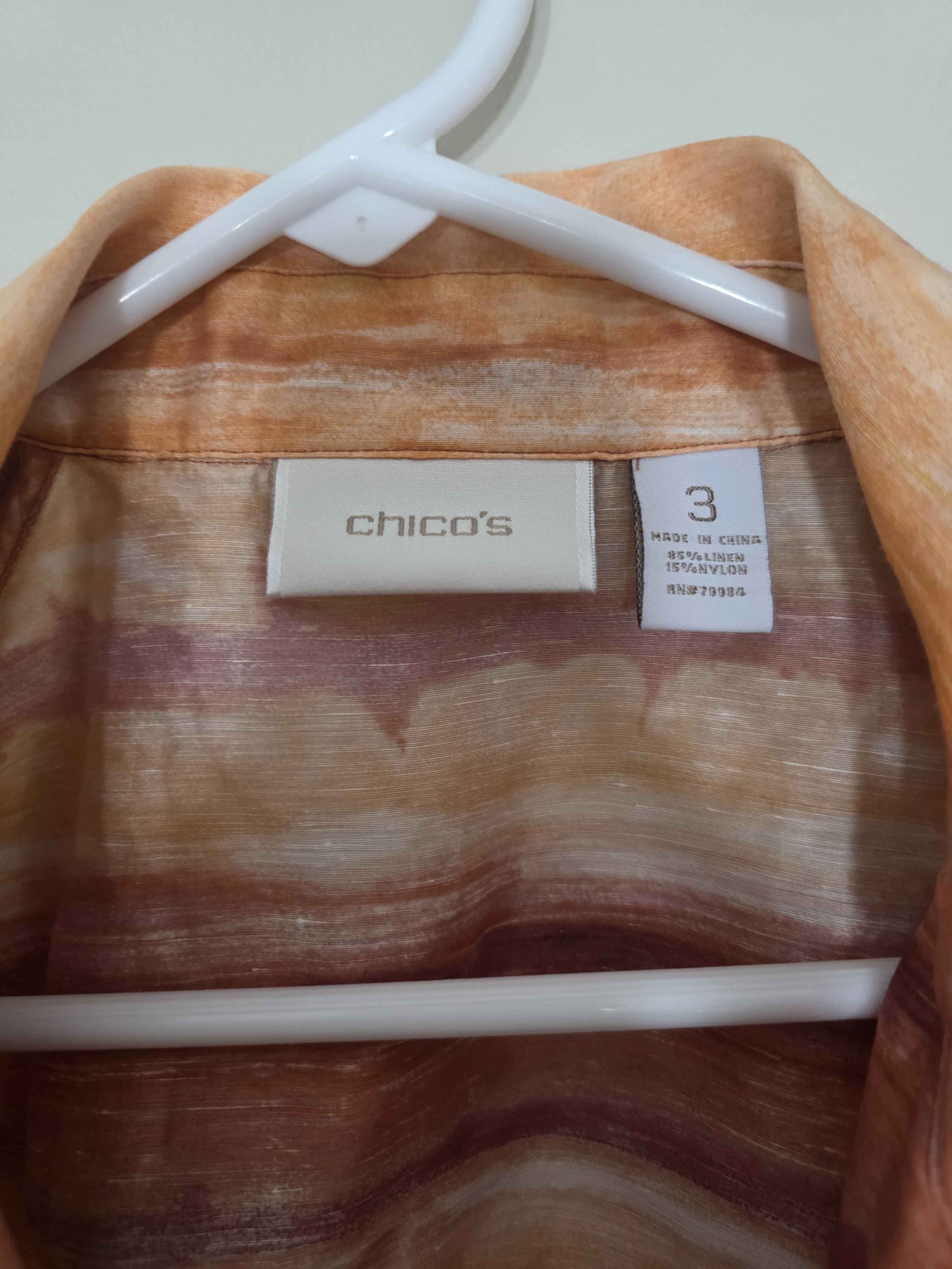 Chicos Women's Chico's linen blend watercolor striped blazer, XL Size XL / US 12-14 / IT 48-50 - 4 Thumbnail