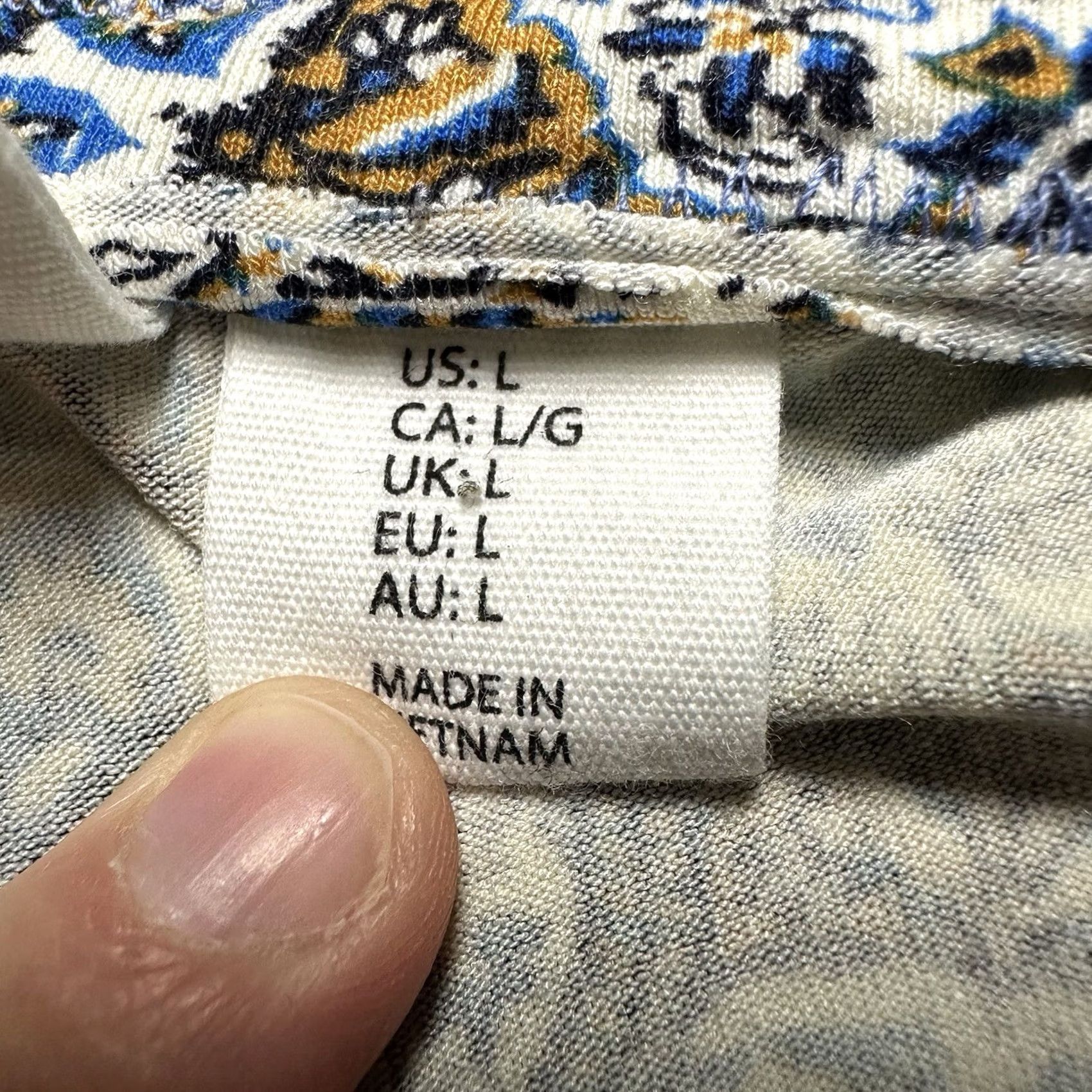 Vintage Artisan Long Maxi Skirt Womens L Blue Floral Geometric Elastic Waist Bohemian Summer Casual, Travel, Party/Cocktail Size 36" / US 14 / IT 50 - 5 Thumbnail