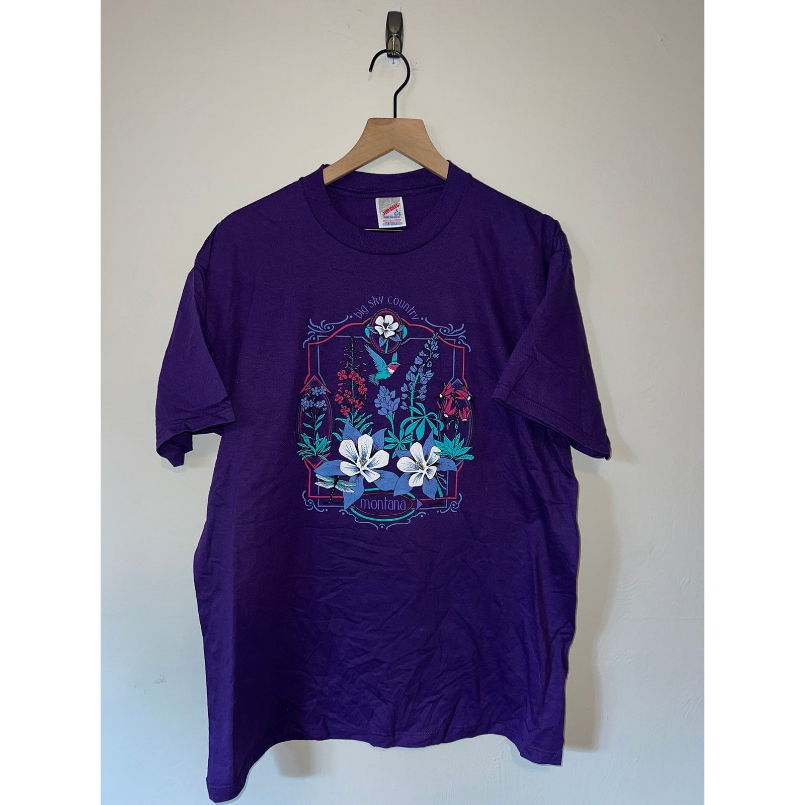 Jerzees Vintage Big Sky Country Shirt Montana Wild Flower Tee 90s L Size US L / EU 52-54 / 3 - 1 Thumbnail