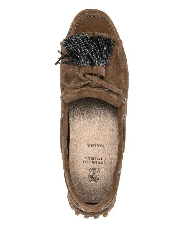 Brunello Cucinelli o1B3y1r0426 Suede Loafers in Brown Size US 7 / IT 37 - 2 Thumbnail