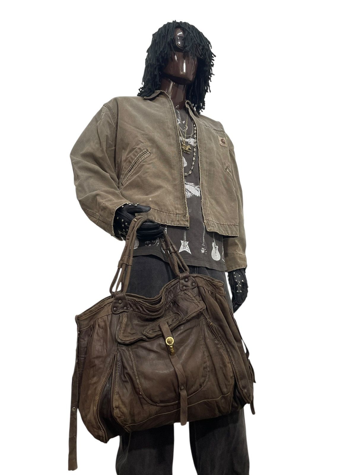 Genuine Leather Full Leather Ellen Tracy Tote Shoulder Large Bag 7🟩 Size ONE SIZE - 5 Thumbnail