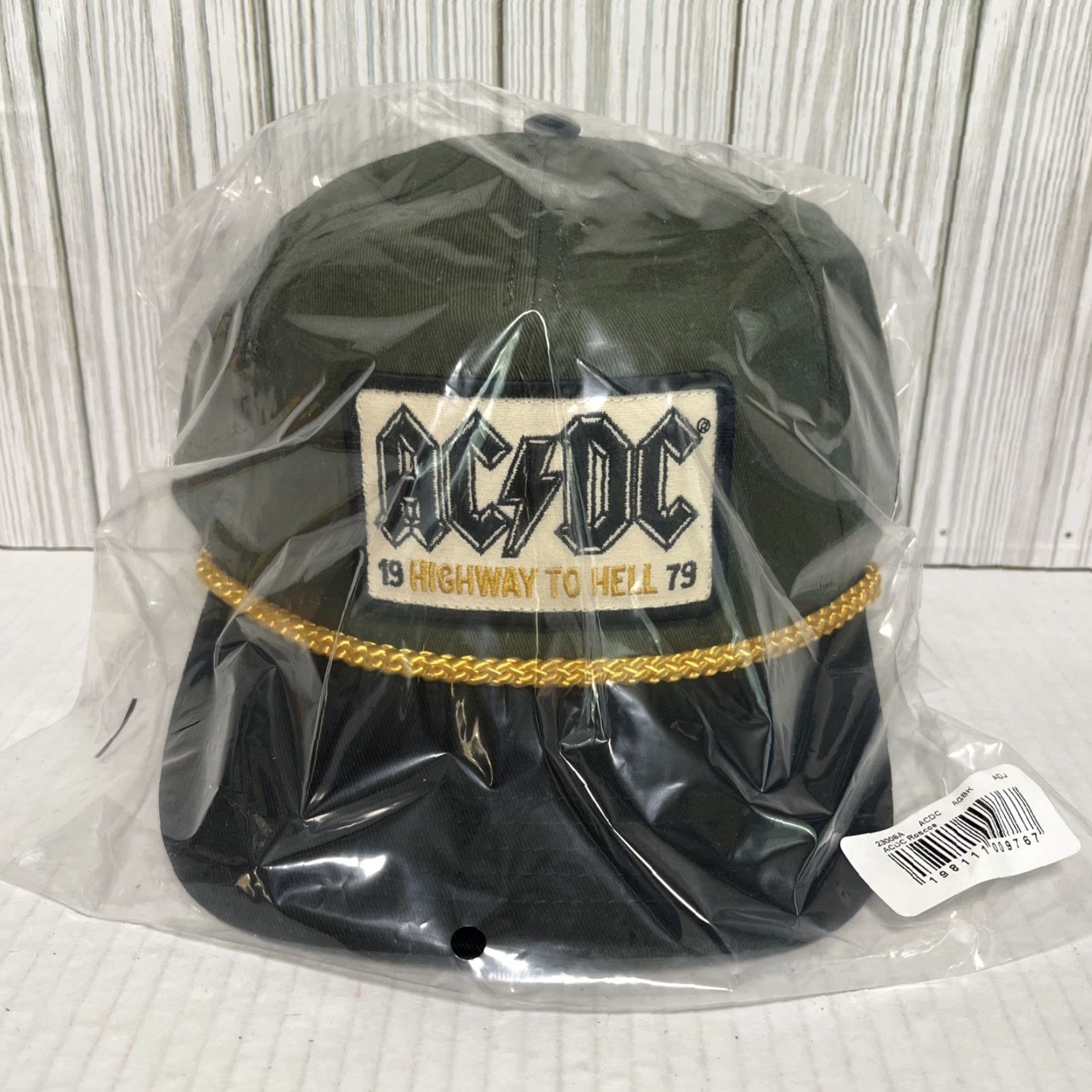 American Needle AC/DC Tour Hat Cap Snap Back Highway To Hell Concert Rock Band Patch Rope Olive Vintage No? Size ONE SIZE - 3 Thumbnail
