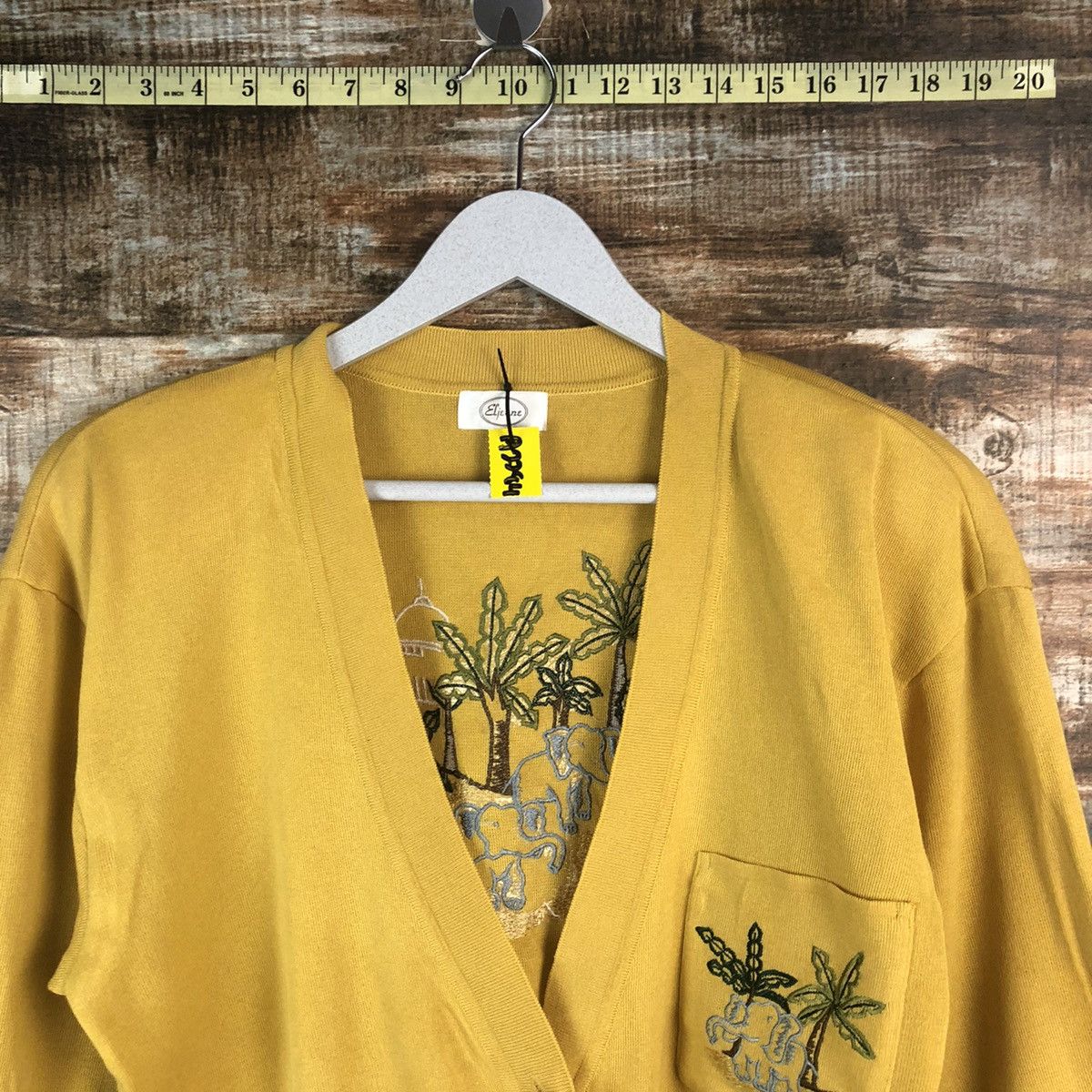 Japanese Brand × Vintage Eljuone elephant Yellow Cardigan Knitwear #A2284 Size M / US 6-8 / IT 42-44 - 4 Thumbnail