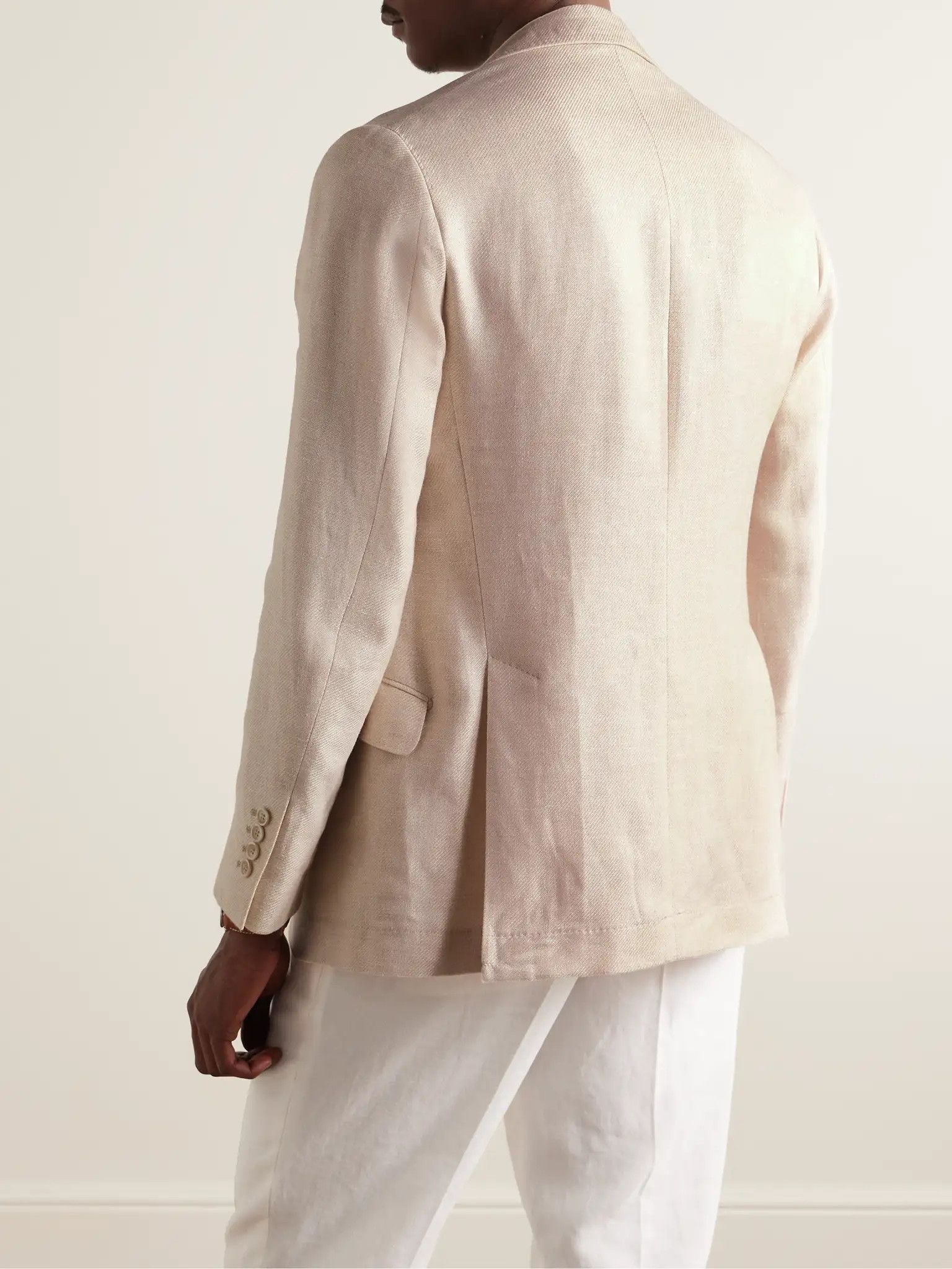 Brunello Cucinelli o1y0526 Single-breasted Blazer in Ivory Size US L / EU 52-54 / 3 - 3 Thumbnail