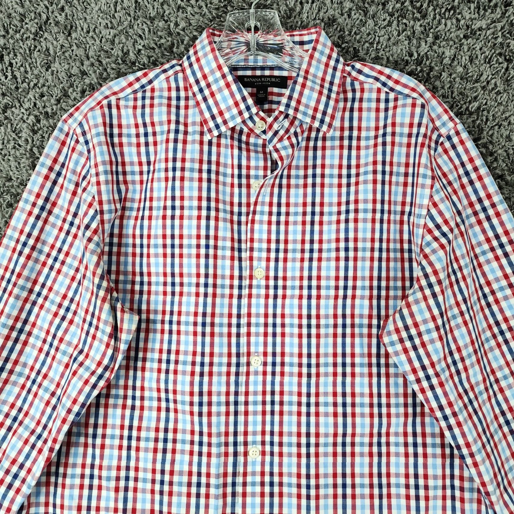 Banana Republic VINTAGE Banana Republic Camden Fit Shirt Plaid Long Sleeve Button-Up Men's M Red/Blue (Pit Stains) Size US M / EU 48-50 / 2 - 3 Thumbnail