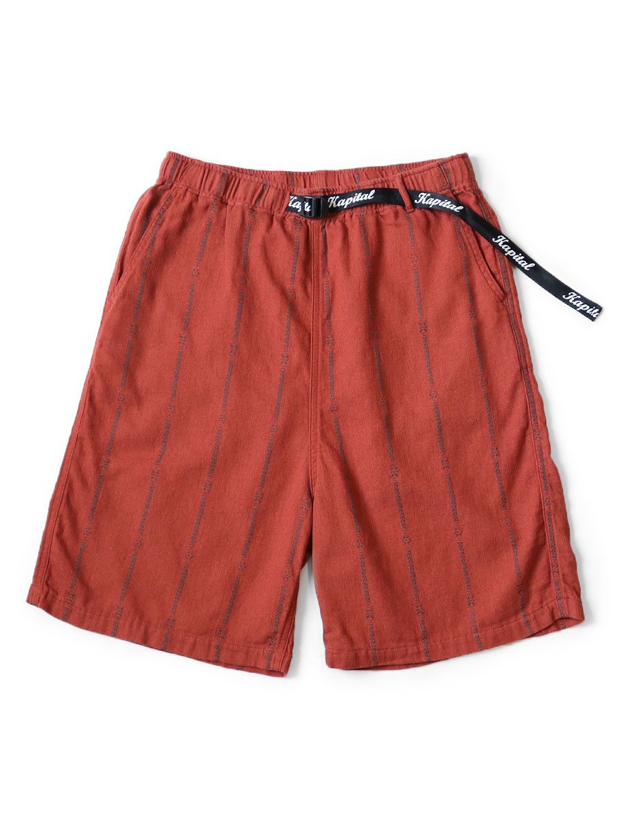 Kapital Kapital Cotton linen sham stripe shorts
