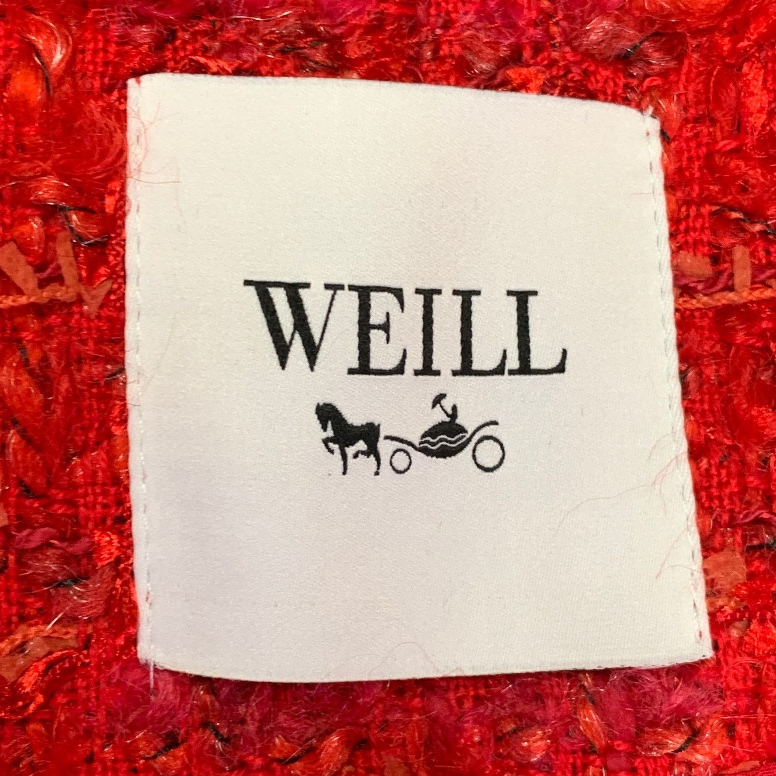 Other WEILL PARIS Red Acrylic Blend Tweed Hook Eye Collarless Coat Size L / US 10 / IT 46 - 5 Thumbnail