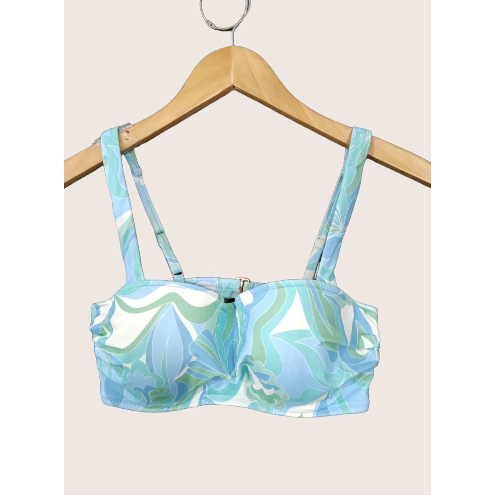 Vintage Shade & Shore Women’s Lift Square Neck Bralette Top Blue Floral Print 34B Shirt Adult White? Size XXS / US 00 / IT 34 - 1 Thumbnail
