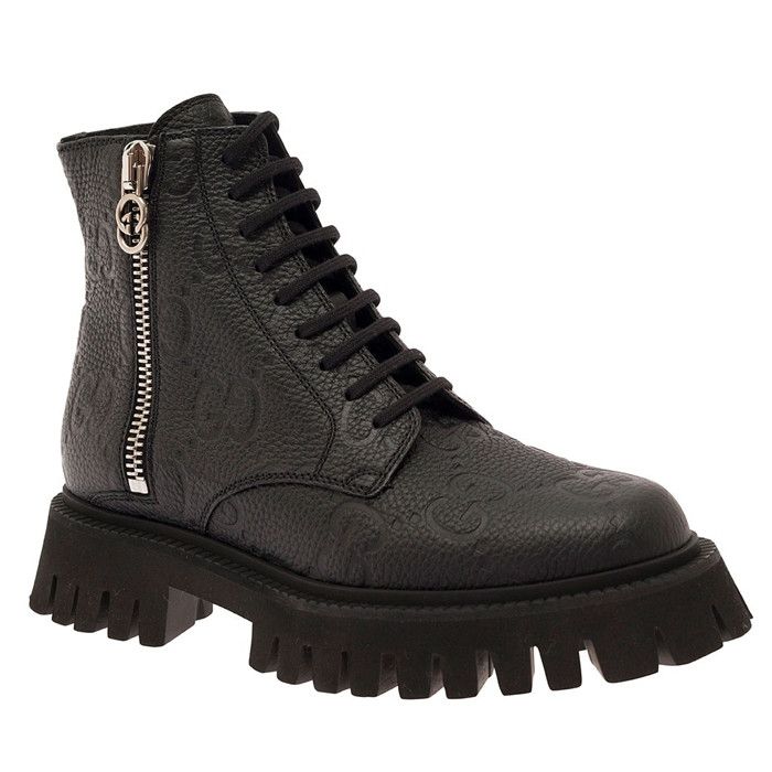 Gucci o1s1wg110125 GG Leather Boots in Black Size US 8.5 / IT 38.5 - 2 Thumbnail