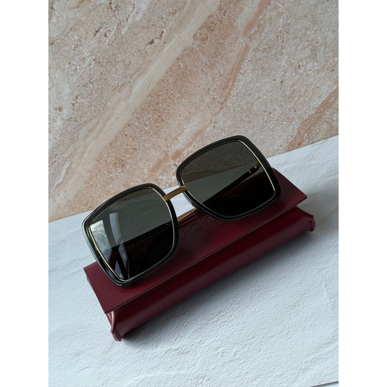 Gucci NEW Gucci GG0903S Black Gold Square Oversized Sunglasses Size ONE SIZE - 6 Thumbnail