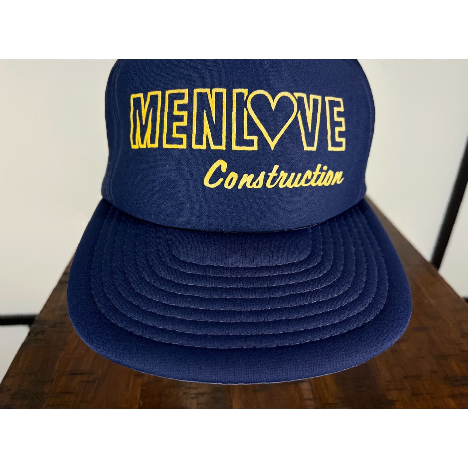 Vintage Men Condtruction Hat Cap Snap Back One Size Adult Blue Cotton Polyester Size ONE SIZE - 3 Thumbnail