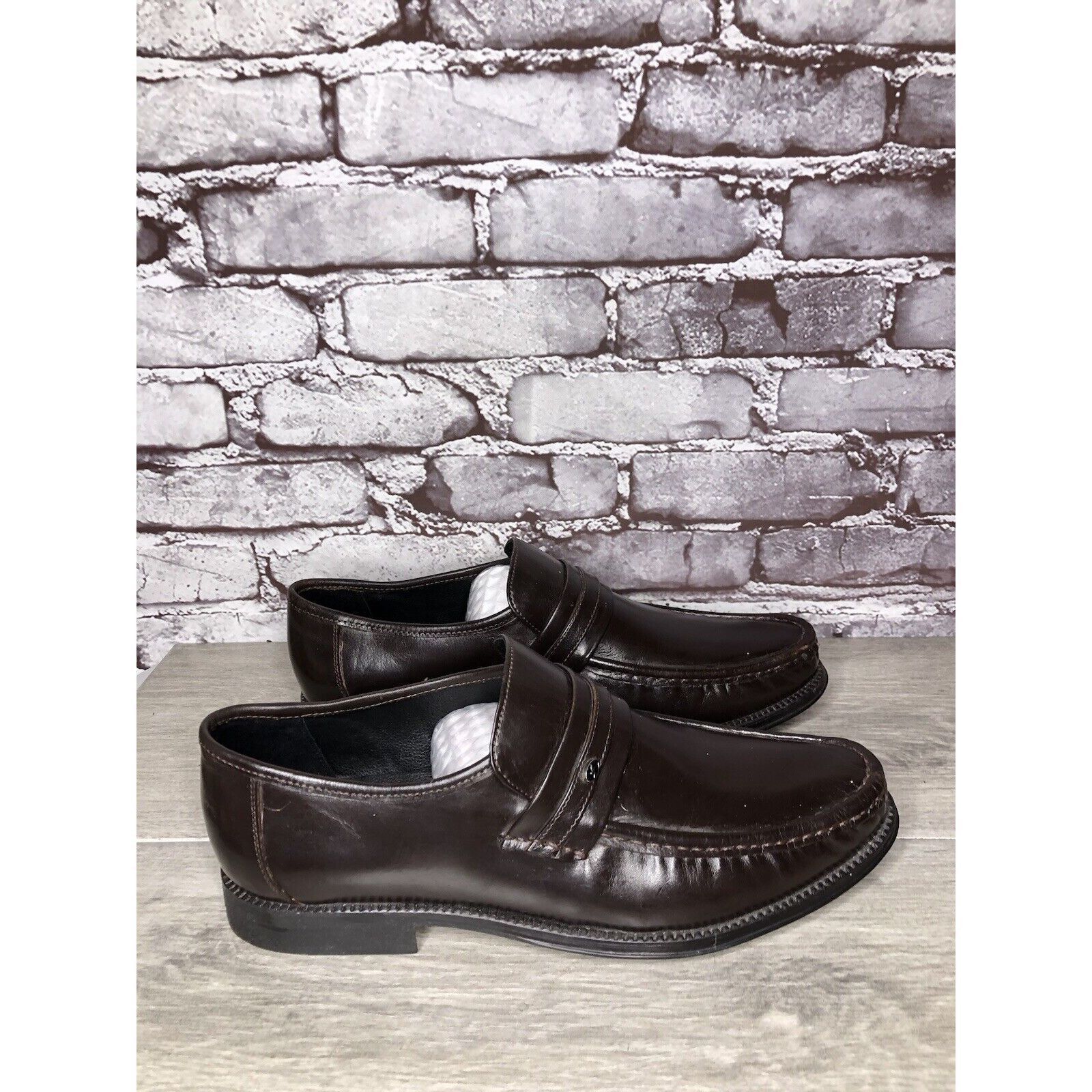Other Clifford James Brown Leather Slip On Dress Loafers Shoes Men Size US 10 / EU 43 - 3 Thumbnail