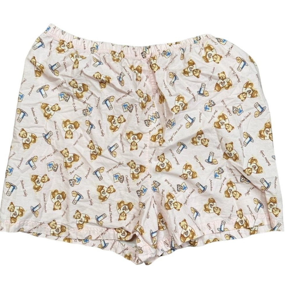 Other Pajama Shorts Light Pink Bear Print Cotton Elastic Waist Size 40" / US 18 - 1 Thumbnail