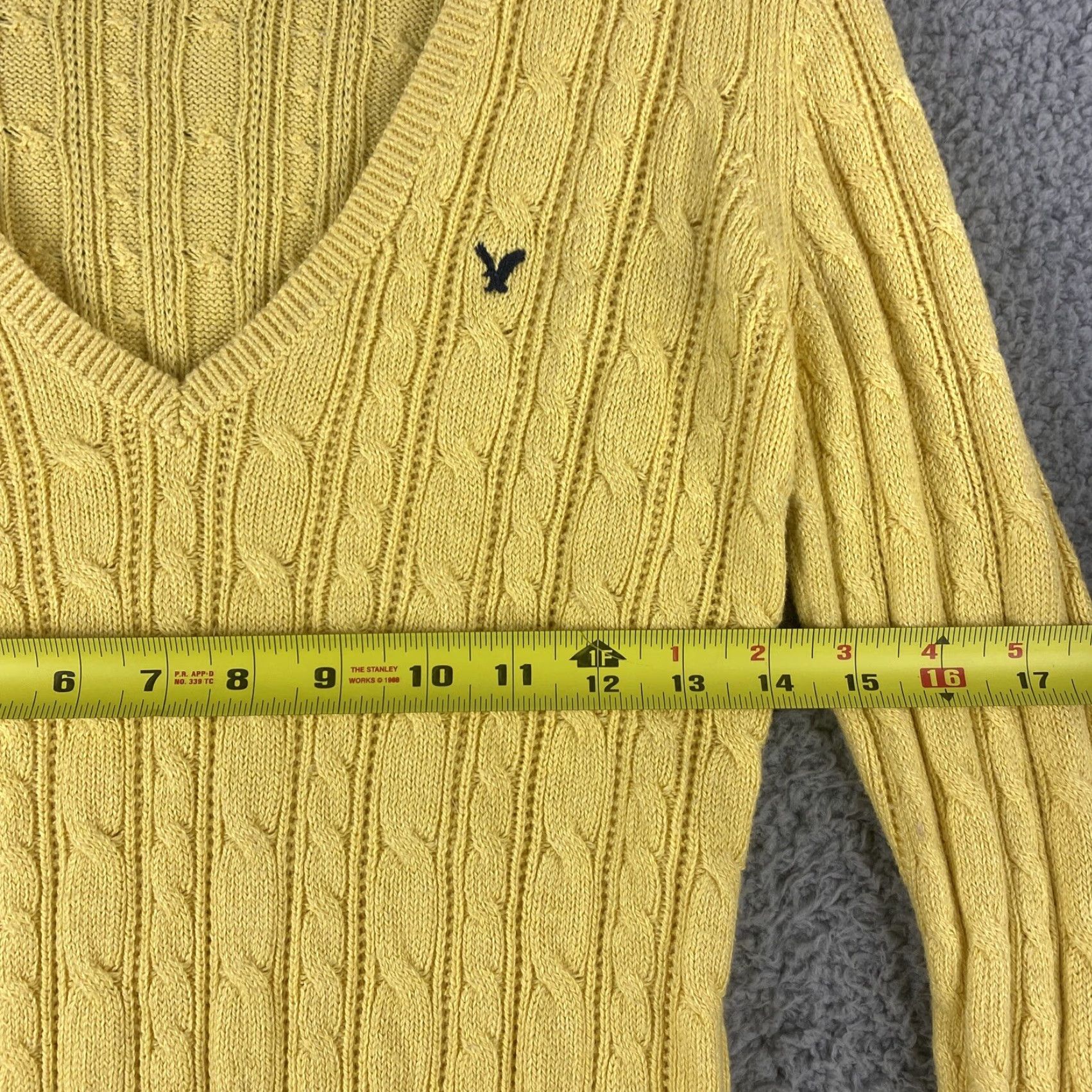 American Eagle Outfitters American Eagle Women's Sweater Long Sleeve V-Neck Pullover XL Yellow Knit Fall Casual Size XL / US 12-14 / IT 48-50 - 5 Thumbnail