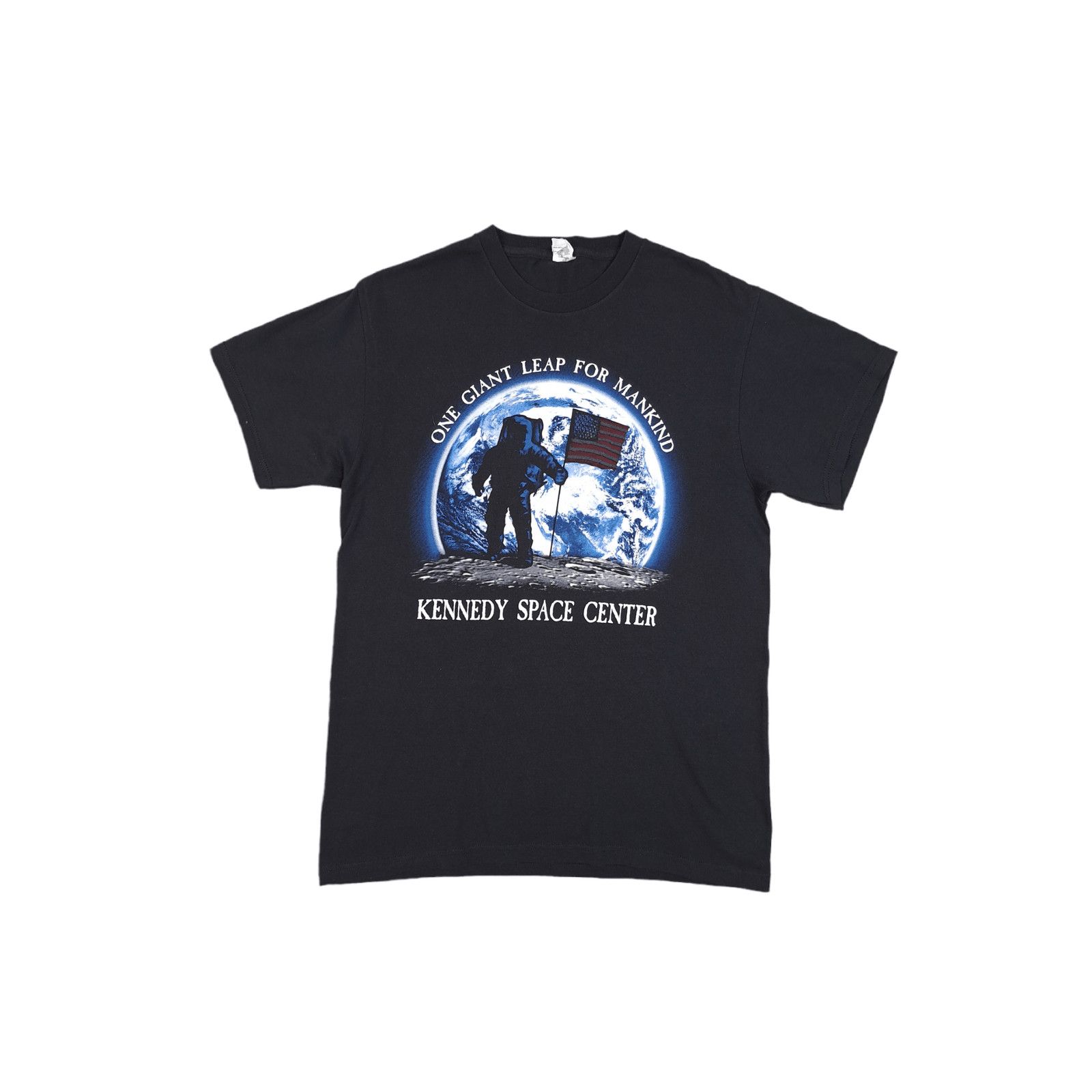 NASA × Vintage 90s Vintage Kennedy Space Centre Apollo 11 Black T-Shirt Size US L / EU 52-54 / 3 - 1 Thumbnail