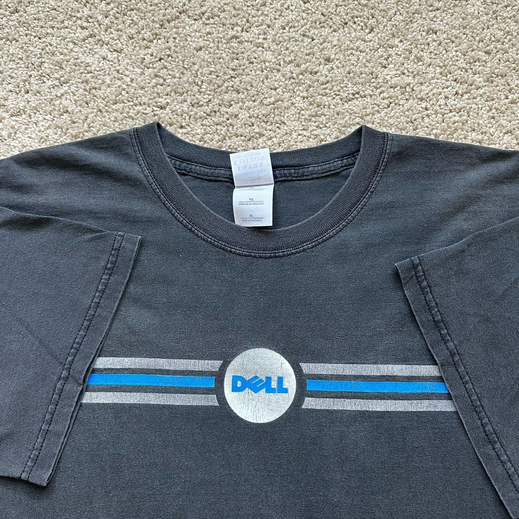 Gildan Vintage Y2K Dell Computers Logo T-Shirt Sun Faded Black PC T Size US XL / EU 56 / 4 - 2 Thumbnail