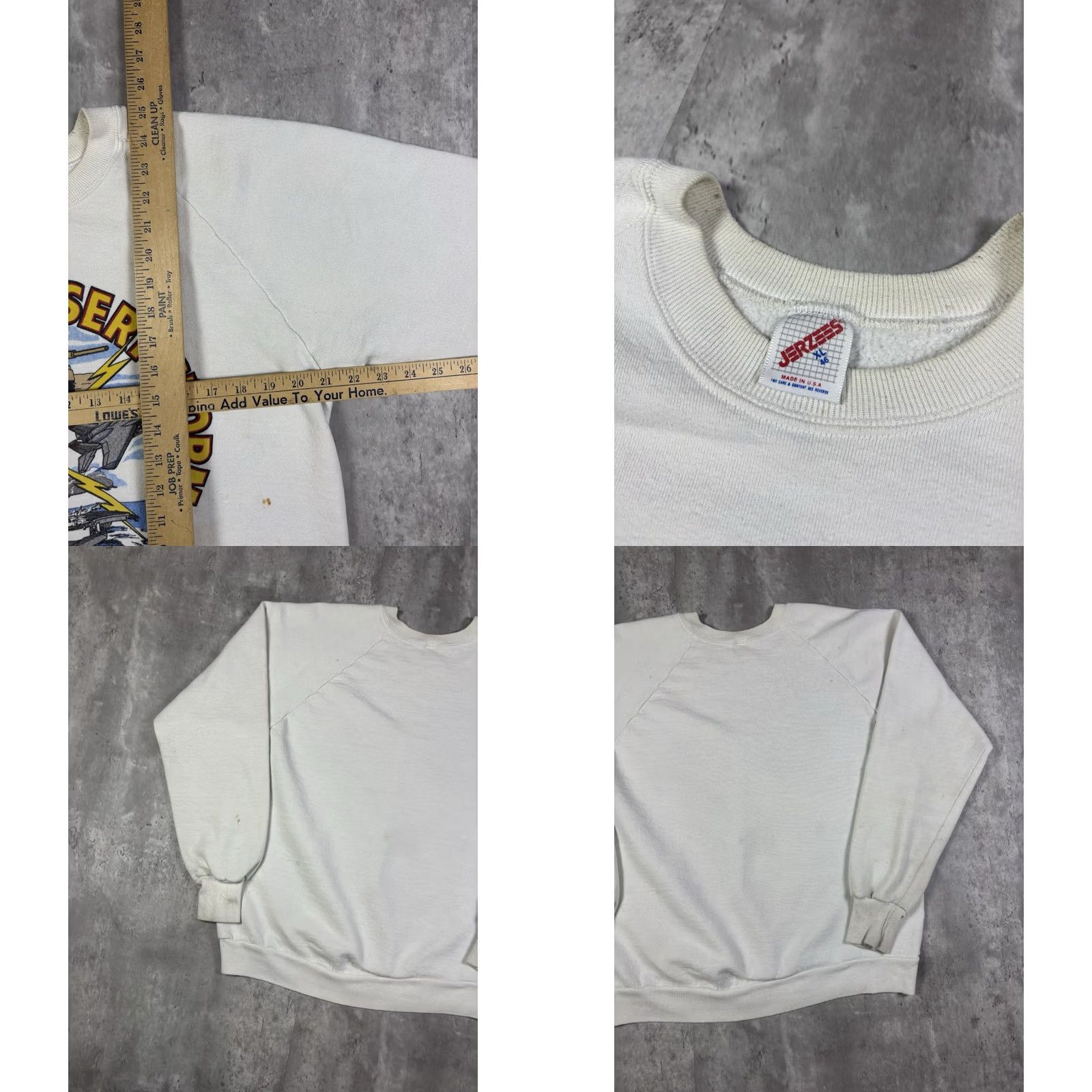 Vintage VINTAGE 80s Operation Desert Storm Military Pullover Sweatshirt White XL Mens Graphic Print Storm Heavyweight Knit Cotton Pullover 1980s US Army Size US XL / EU 56 / 4 - 8 Thumbnail